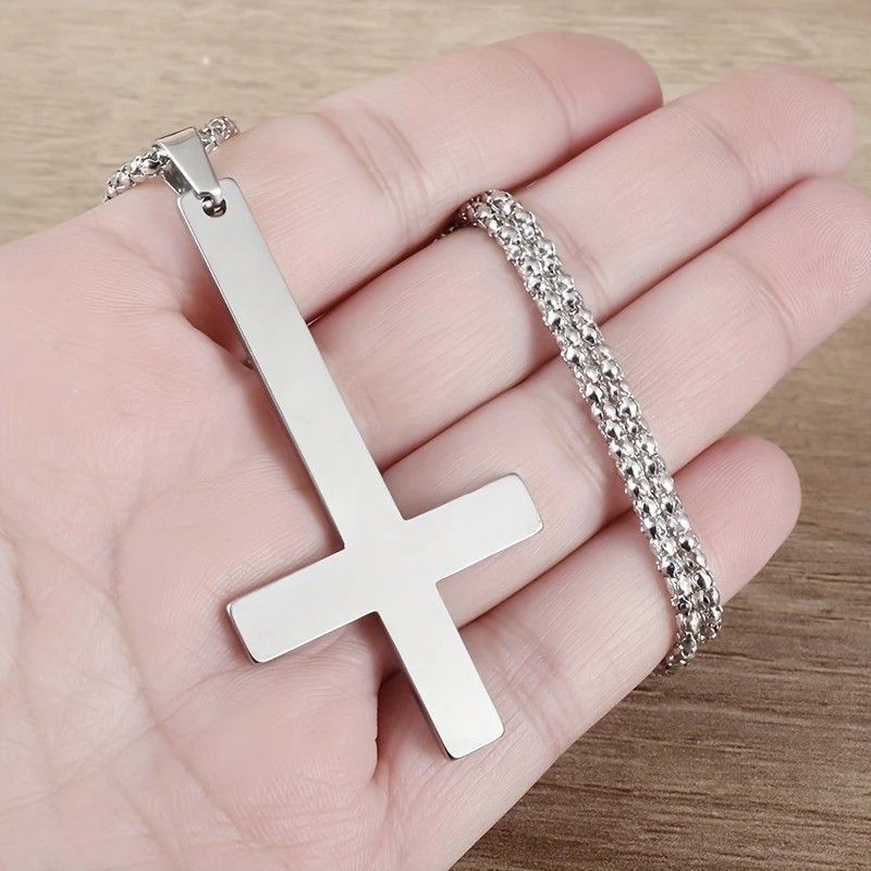 Other Silver Saint Peter's Cross Necklace Inverted Stainless Steel Size ONE SIZE - 3 Thumbnail