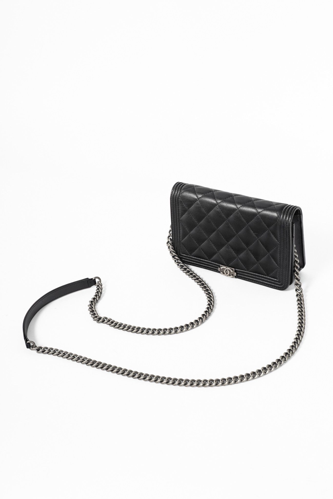 Chanel Chanel Boy Black Quilted Lambskin SHW Wallet-on-Chain Size ONE SIZE - 6 Thumbnail