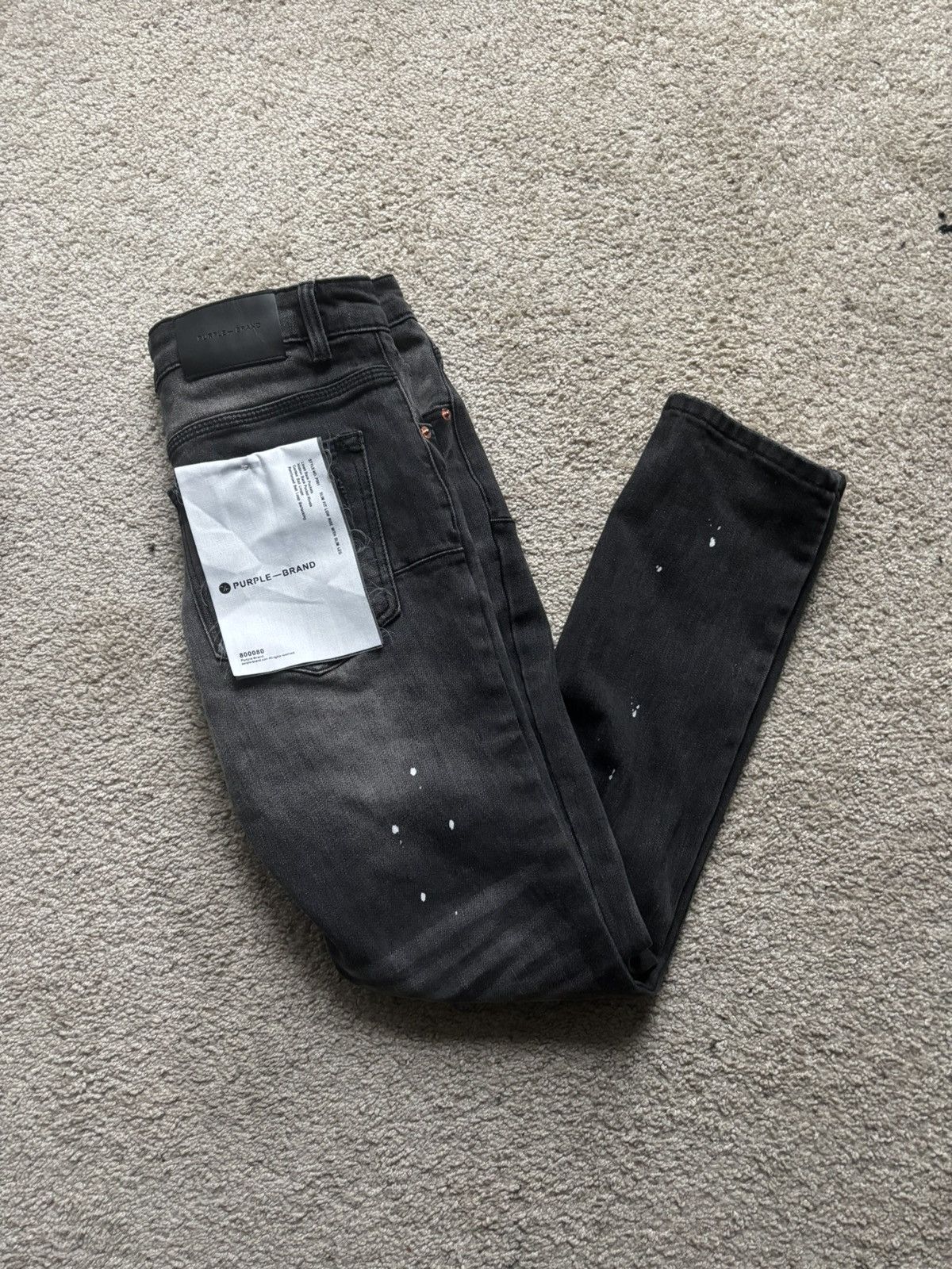 Purple Brand Black purple jeans white paint Size US 28 / EU 44 - 2 Thumbnail