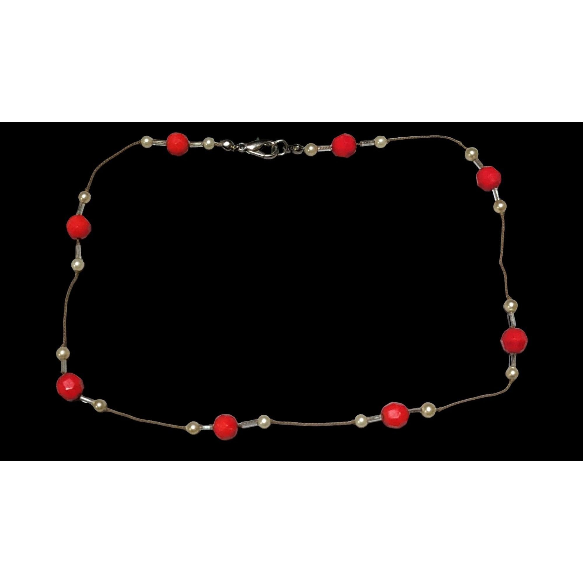 Other Minimalist Red And White Glass Pearl Beaded Necklace Size ONE SIZE - 1 Thumbnail