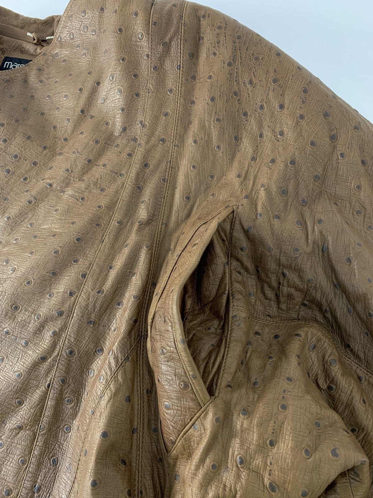 Marc Buchanan × Pelle Pelle RARE 90s Pelle Pelle Marc Buchanan Ostrich Leather Jacket Size US M / EU 48-50 / 2 - 7 Thumbnail