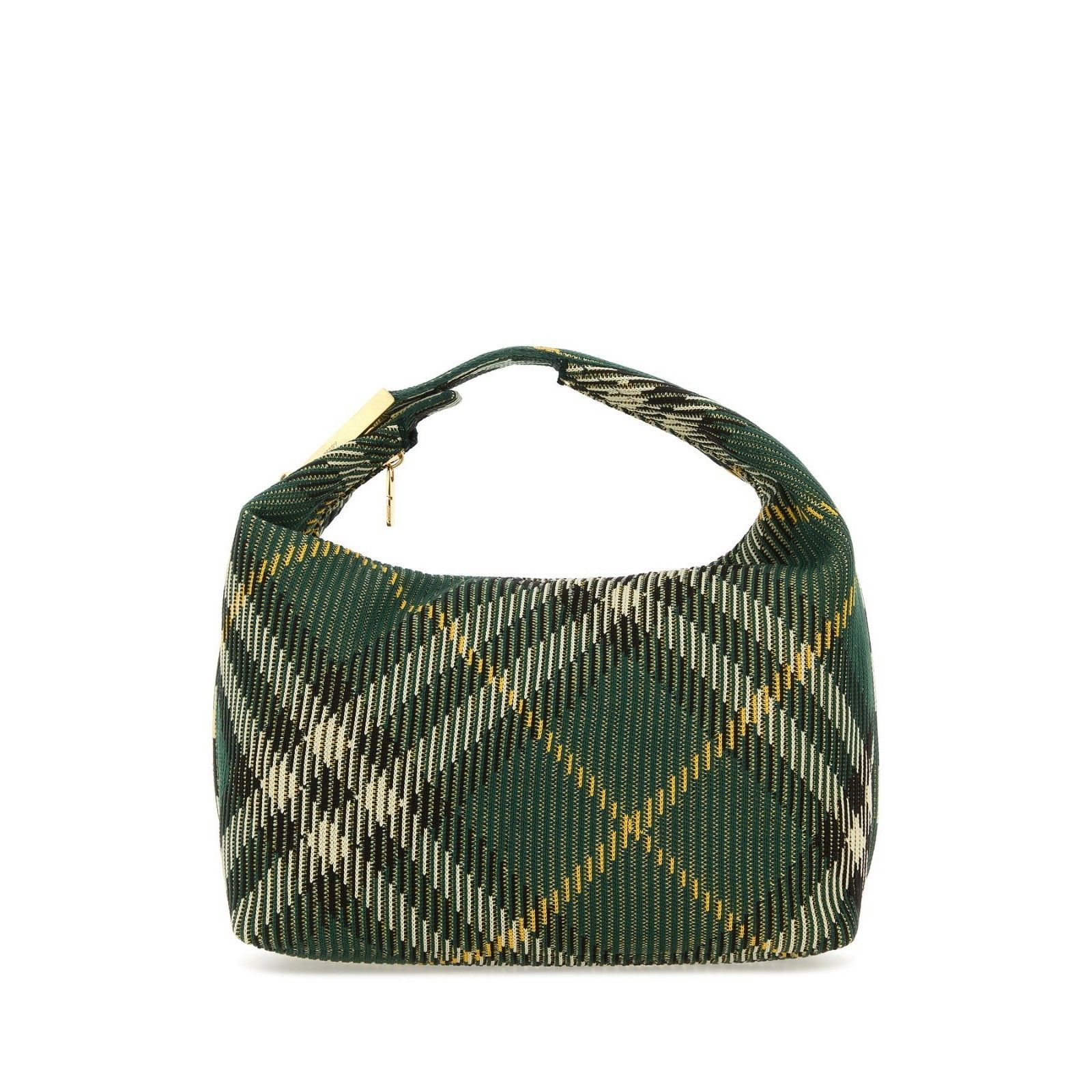 Burberry BURBERRY Peg Medium Embroidered Green Checkered Nylon Top Ha Size ONE SIZE - 1 Thumbnail