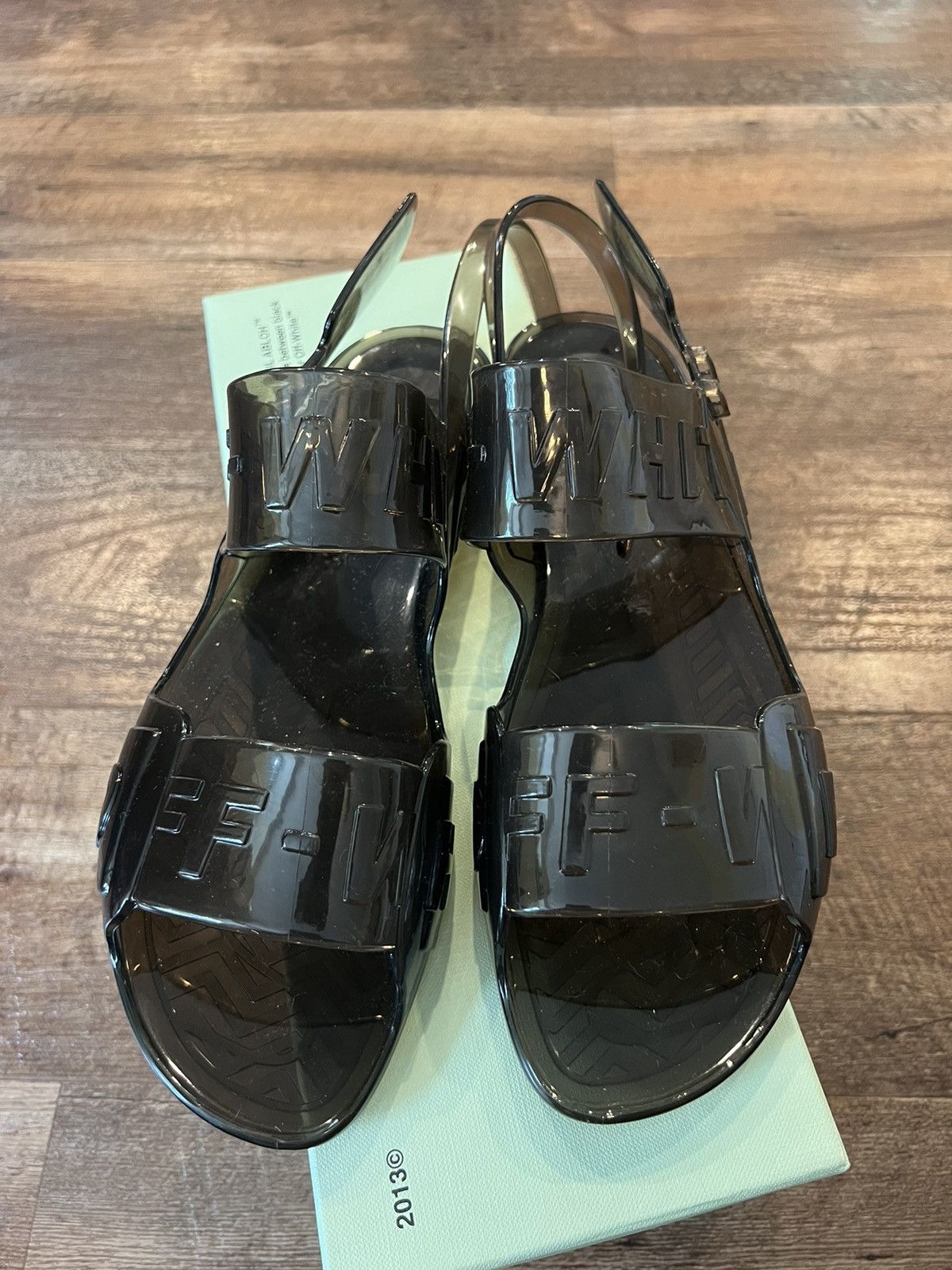 Off-White Off-White Jelly Sandals Zip Tie Slingback Black Sz 40 US 9 Size US 9 / IT 39 - 9 Thumbnail