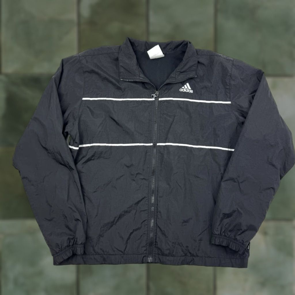 Adidas VINTAGE Adidas Windbreaker Jacket Women L Black Full Zip Nylon Y2K 2000s Casual Mens Womens Boys Girls Size L / US 10 / IT 46 - 1 Thumbnail
