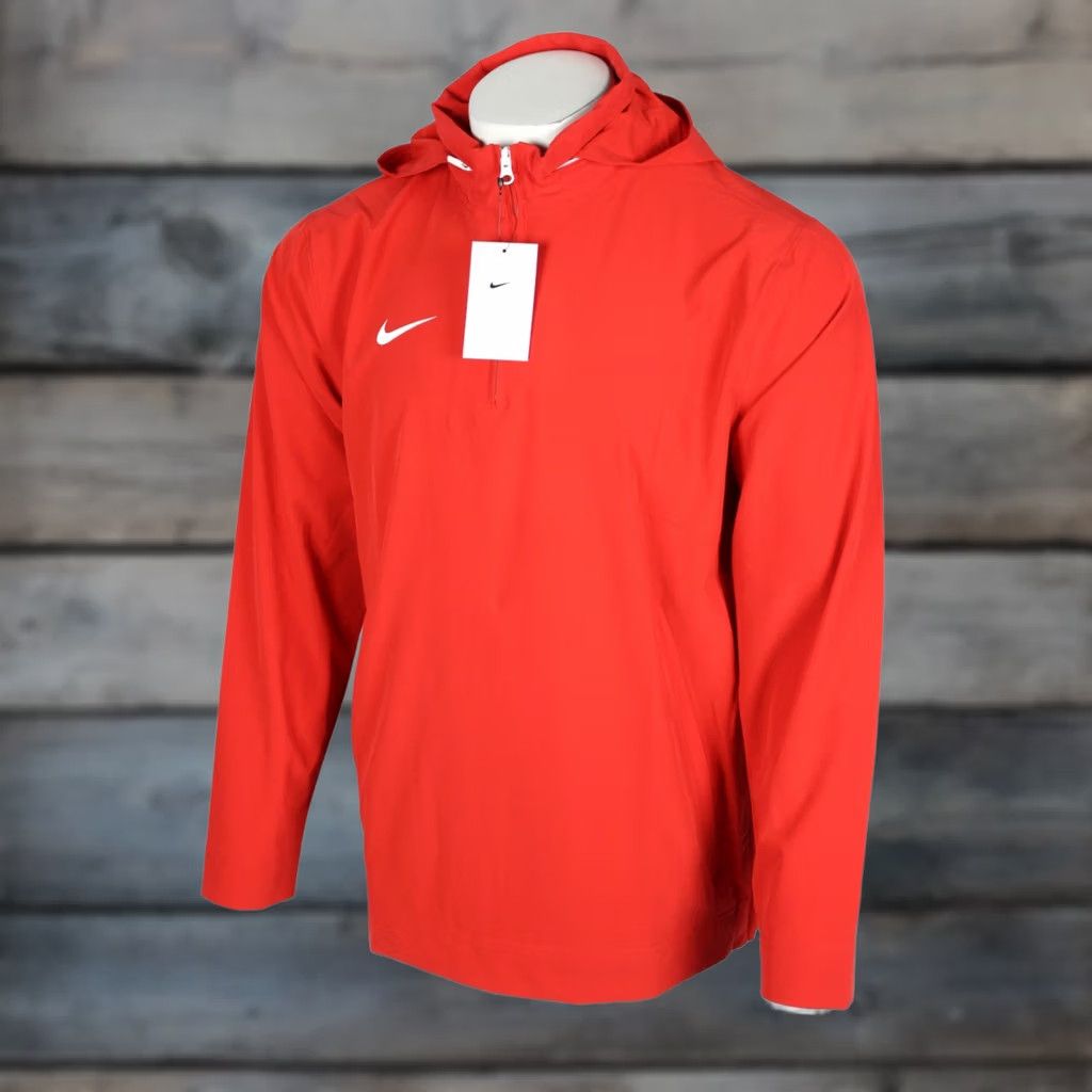 Nike Nike Men's Lightweight Coach Jacket 1/4 Zip Hooded S Red Windbreaker Dri-FIT Small Size US S / EU 44-46 / 1 - 1 Thumbnail