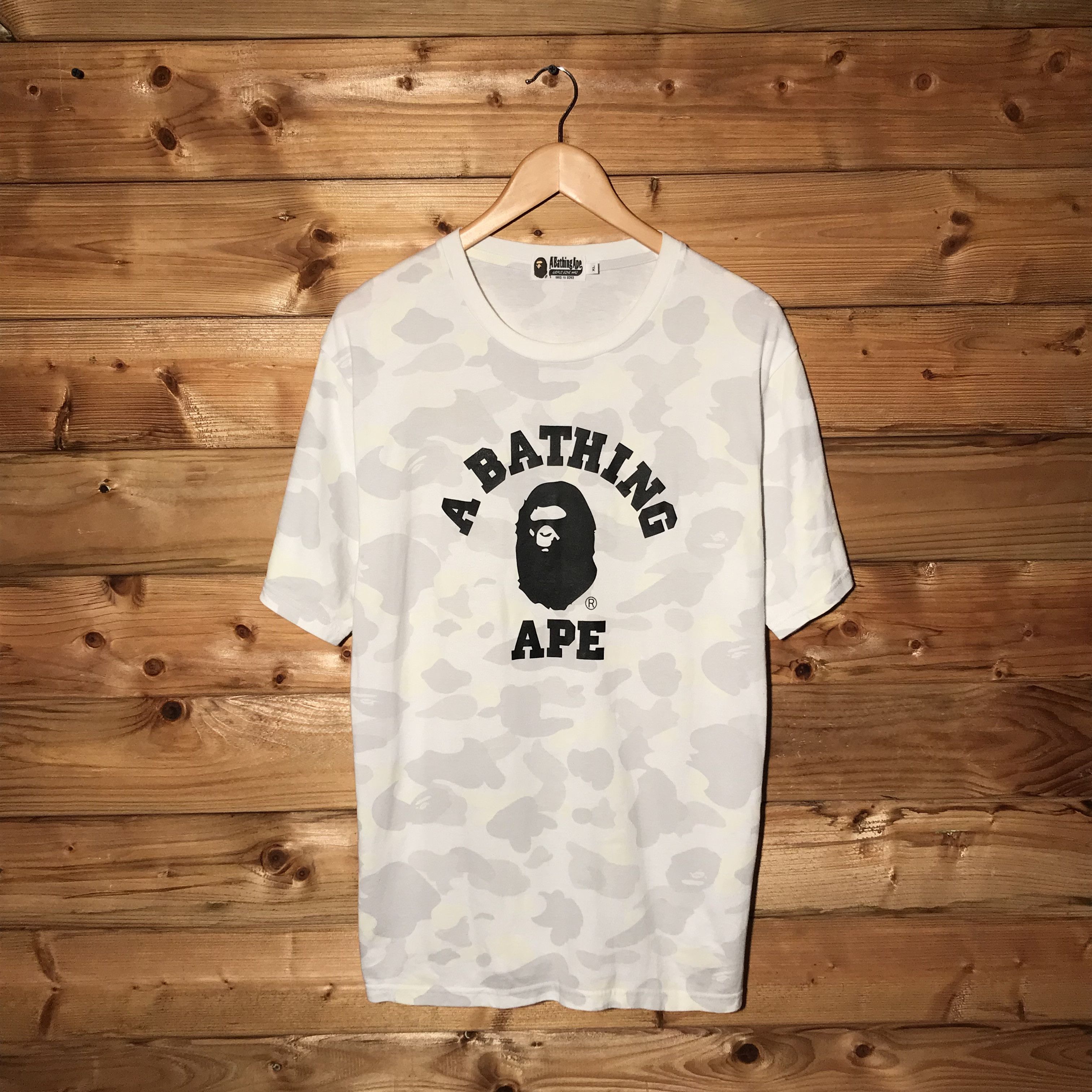 image of Bape x Camo City Camo College Tee in White, Men's (Size XL)