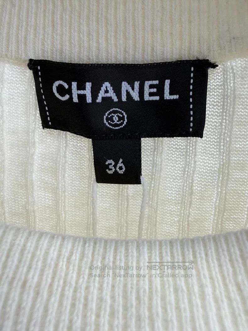 Chanel Chanel Beige little fish knitted short sleeves Size XS / US 0-2 / IT 36-38 - 5 Thumbnail