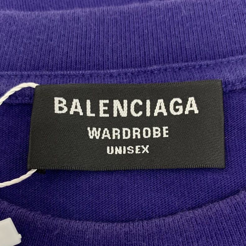Balenciaga Balenciaga Navy logo monogrammed cotton crewneck short-sle Size US L / EU 52-54 / 3 - 5 Thumbnail