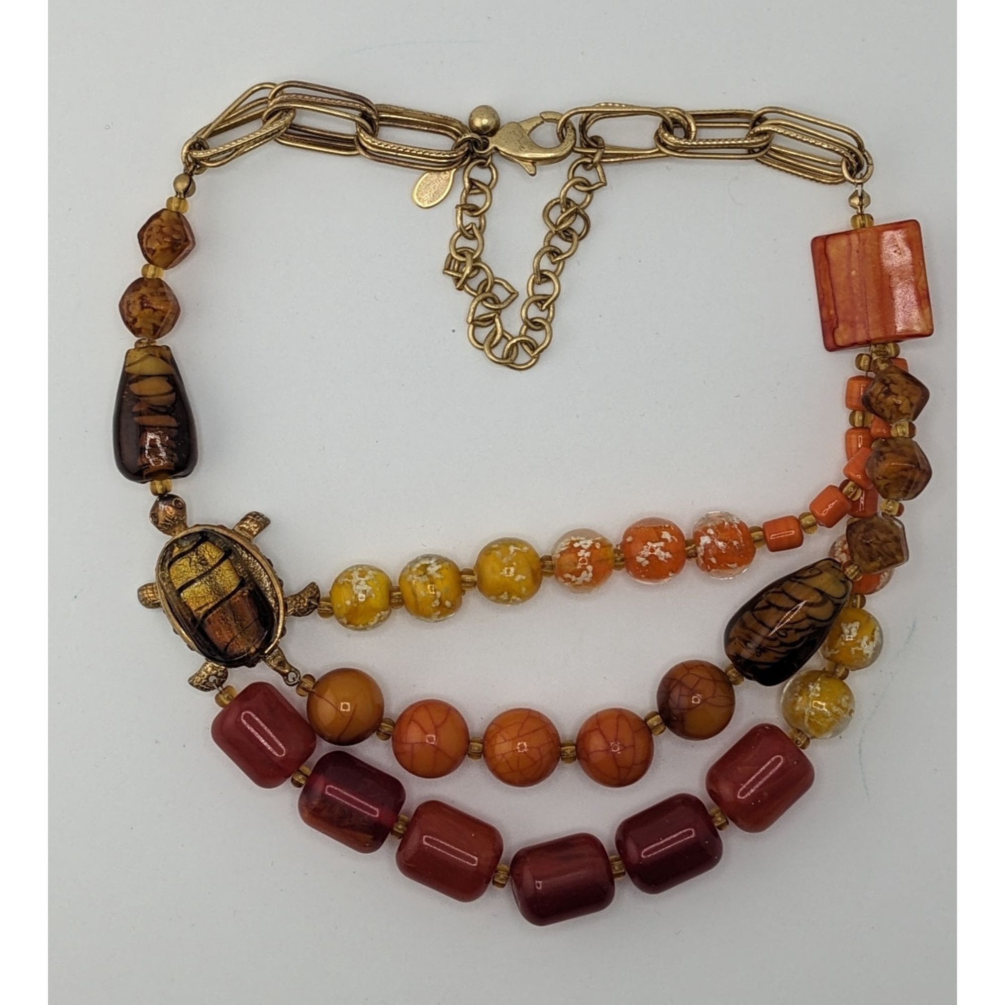 Other Chicos Turtle Necklace Red Yellow And Orange With Glass And Size ONE SIZE - 4 Thumbnail