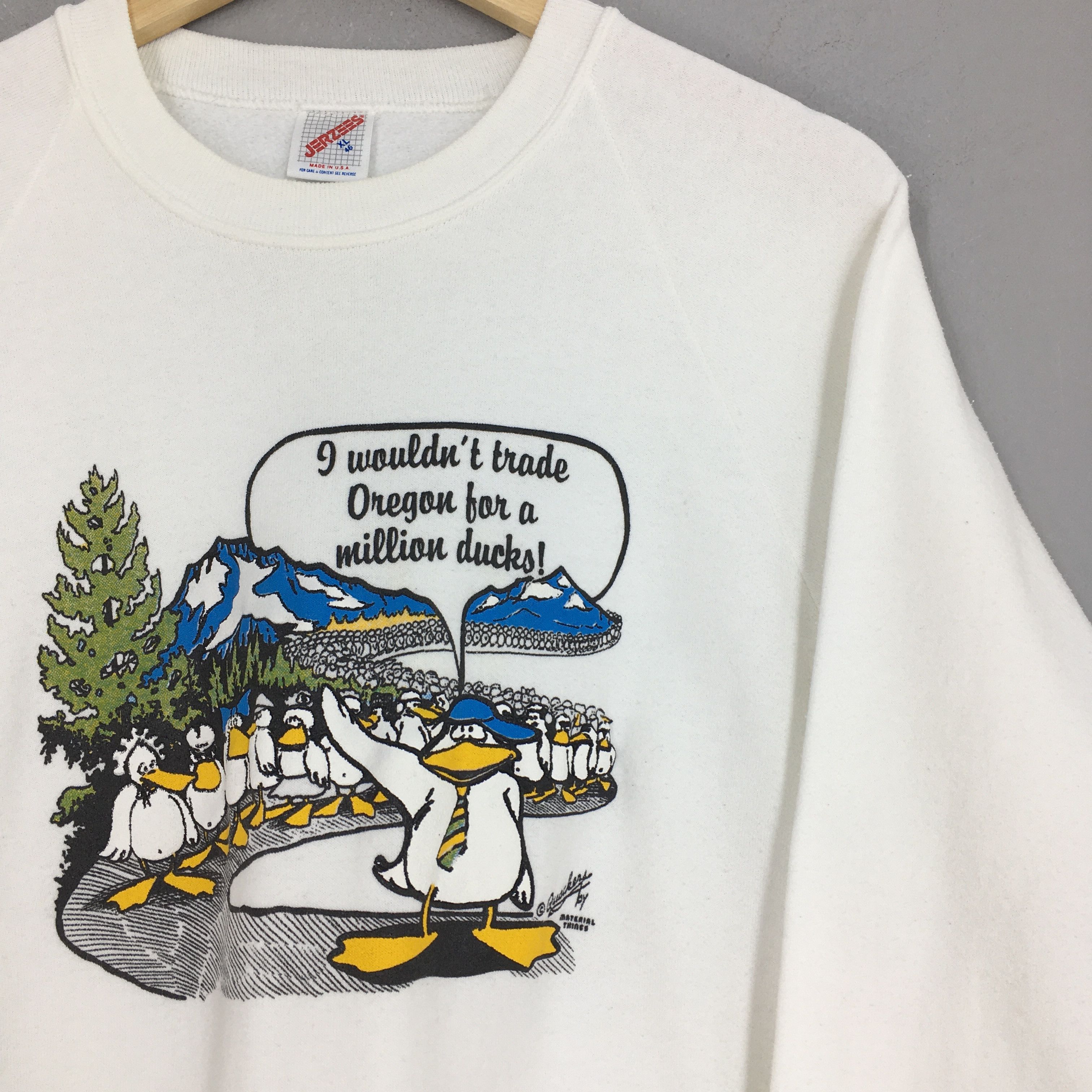 Other Vintage 90s Ducks Quackers White Sweatshirt XLarge Size US XL / EU 56 / 4 - 2 Thumbnail