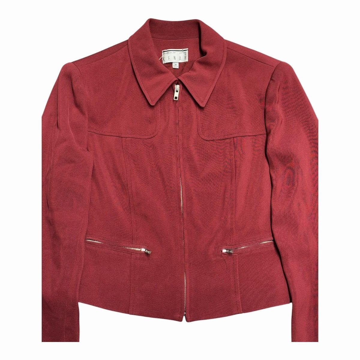 Other Retro Burgundy Long Sleeve Zipper Blazer Jacket Women Size 8 Size M / US 6-8 / IT 42-44 - 2 Thumbnail