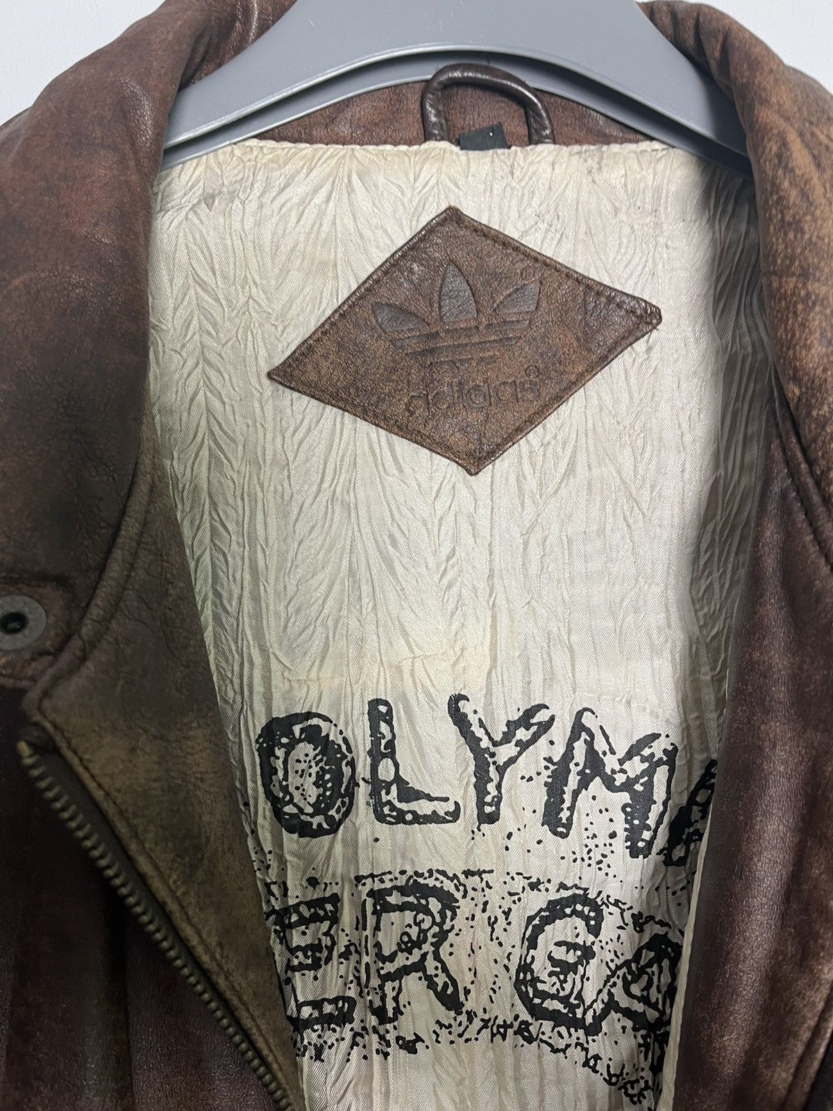 Vintage Vintage Adidas Leather Jacket Olympics Lake Placid Size US L / EU 52-54 / 3 - 16 Thumbnail