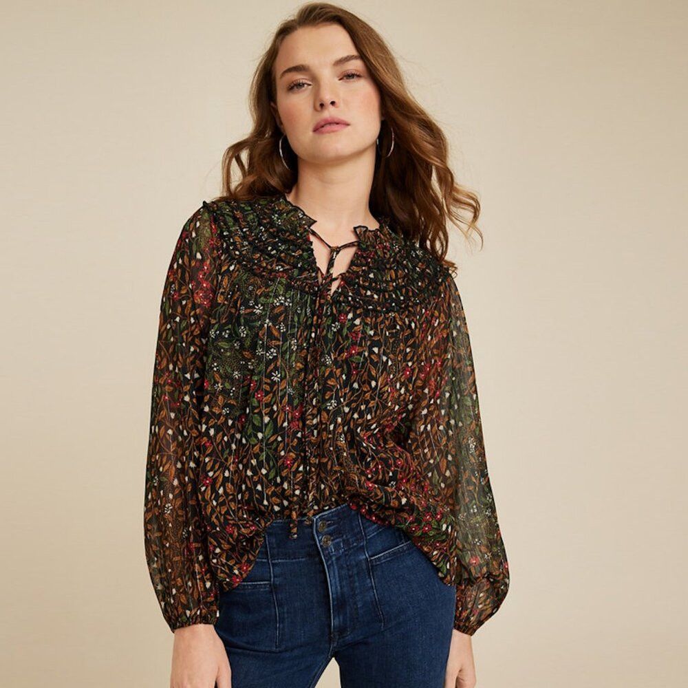 Other New Maurices Floral Ruffle Peasant Blouse Size 1X Size XL / US 12-14 / IT 48-50 - 1 Thumbnail