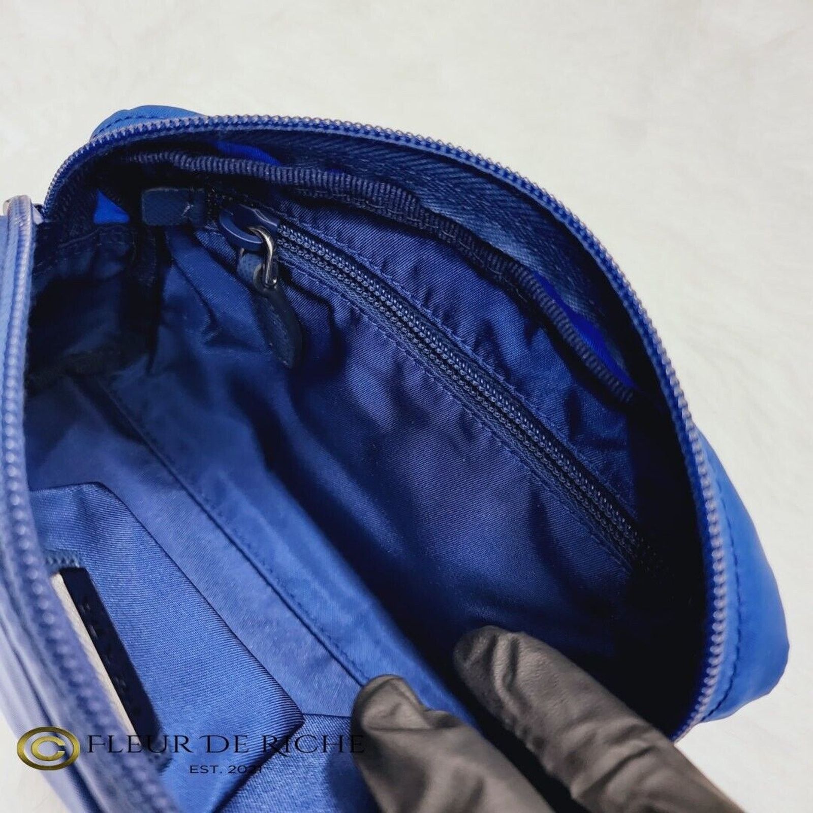 Prada Prada Necessaire Re-Nylon Vela Cosmetic Pouch Blue 1NA021 Size ONE SIZE - 8 Thumbnail