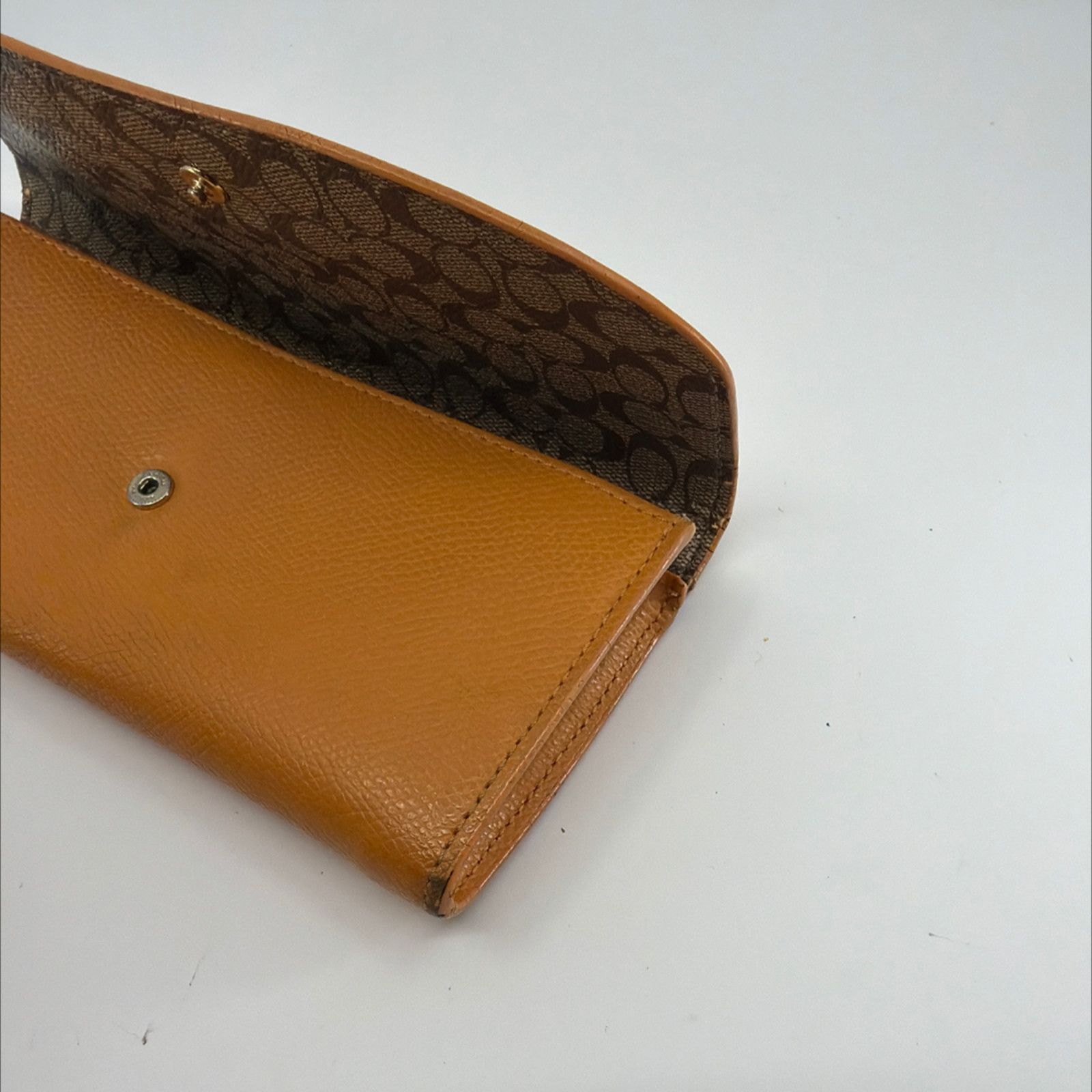 Coach Coach Tan Pebbled Leather Signature Canvas Flap Wallet Size ONE SIZE - 7 Thumbnail