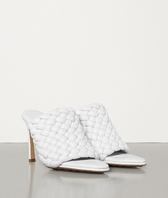 Bottega Veneta o1mle0325 Intrecciato Curve Heeled Sandals in Optic White Size US 7.5 / IT 37.5 - 2 Thumbnail