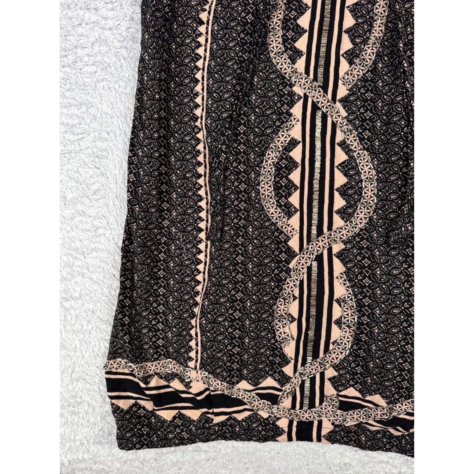 Free People VINTAGE Free People Women's Mini Dress Black Snake Beaded & Embroidered Casual Party Travel Nightwear M Size M / US 6-8 / IT 42-44 - 6 Thumbnail