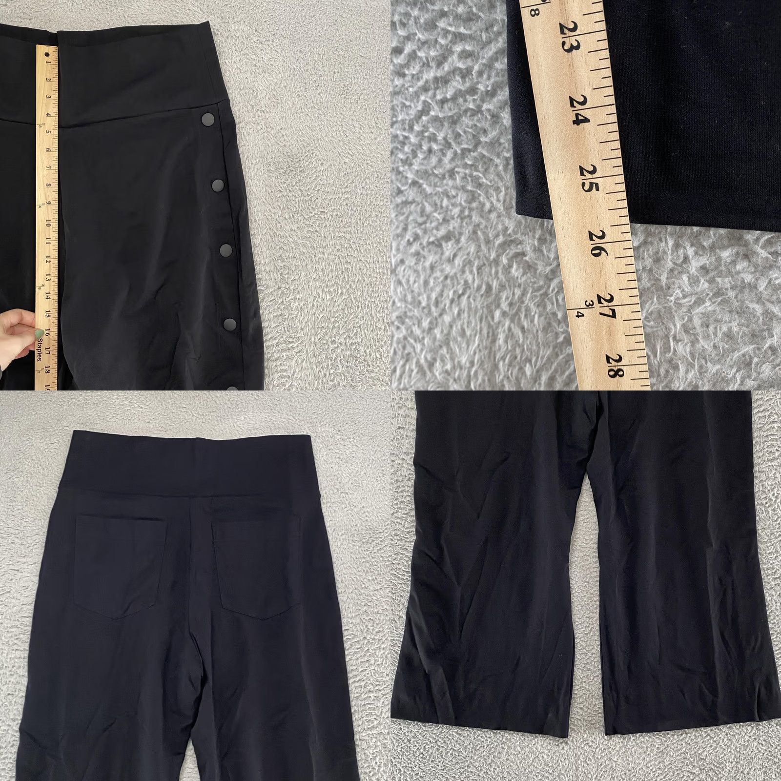 Vintage Cabi Pants Womens XXl Black Cropped Wide-Leg Ponte Snap Button Side Pockets Relaxed Waist Pull On 26in Inseam Casual Travel Denim Style? Size 40" / US 18 - 8 Thumbnail