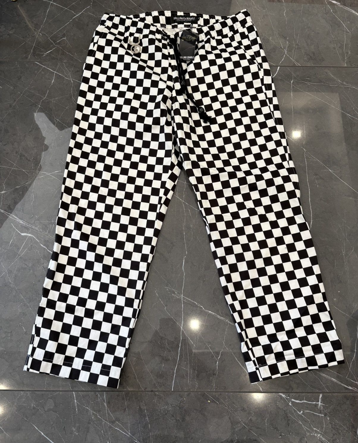 Japanese Brand NWT Rolling Cradle Checkered Drawstring Pants Medium Size US 33 - 3 Thumbnail