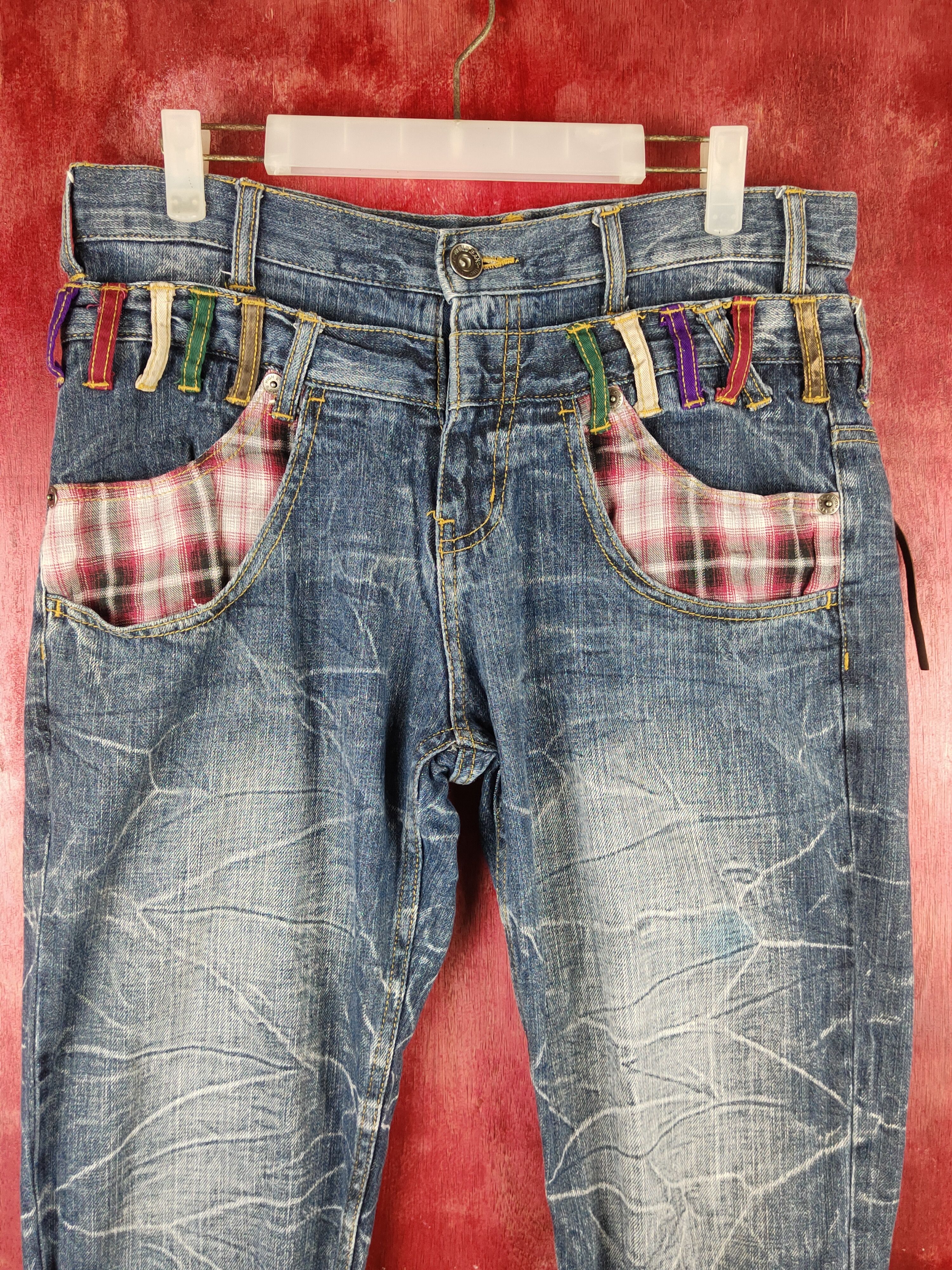 Japanese Brand Nylaus double waist Dark Blue cropped short Denim #S1519 Size US 33 - 4 Thumbnail