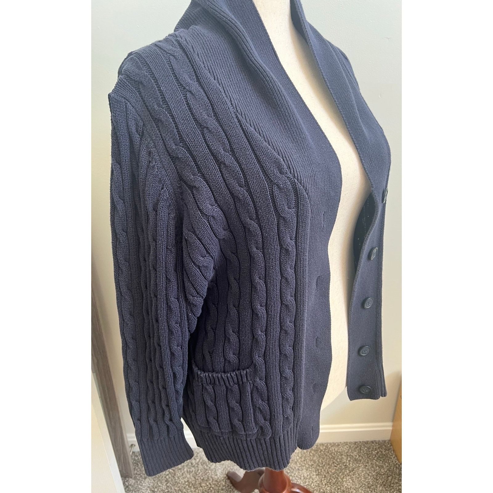 St. Johns Bay St John’s Bay Cable Knit Long Sleeve Cardigan Sweater 1X Size XL / US 12-14 / IT 48-50 - 2 Thumbnail