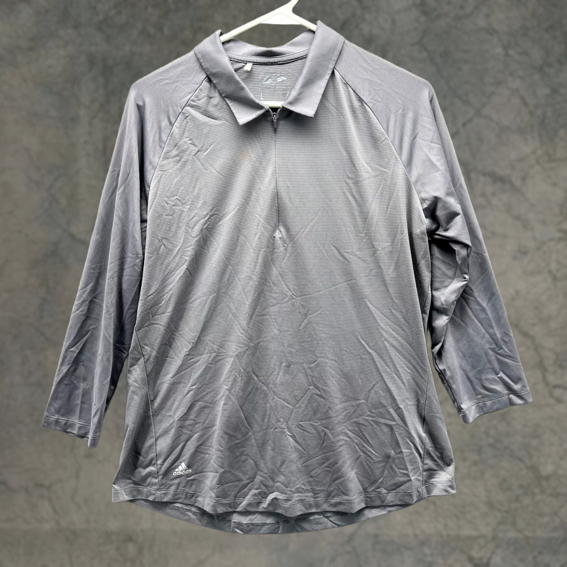 Adidas VINTAGE Adidas Polo Shirt Women Large Gray Long Sleeve Climalite Knit Jersey Golf Casual Women Mens Size L / US 10 / IT 46 - 1 Thumbnail