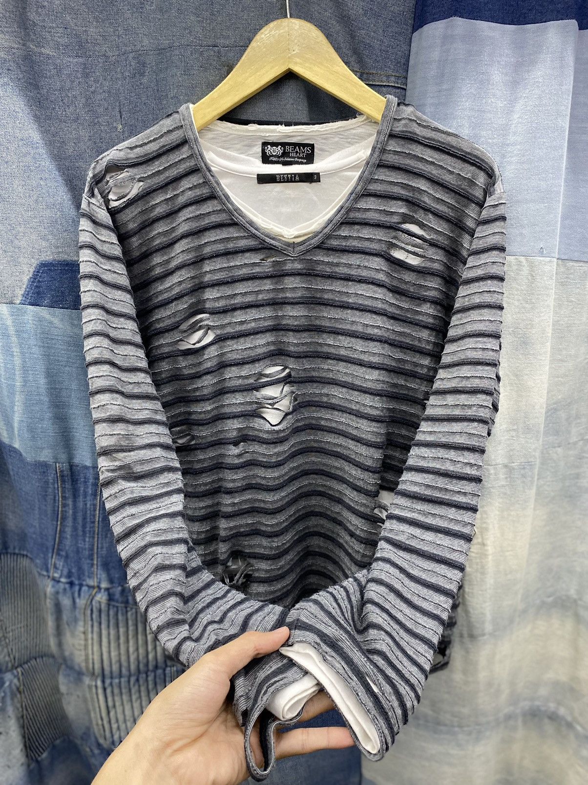 Beams Plus × Japanese Brand vintage beams heart distress longsleeve Size US M / EU 48-50 / 2 - 3 Thumbnail