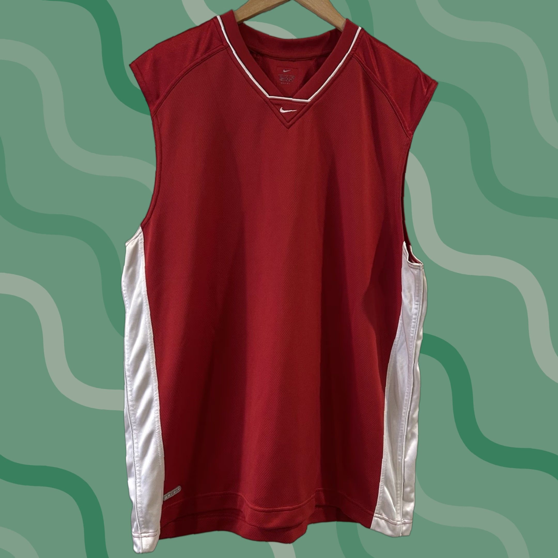 Nike VINTAGE Nike Basketball Jersey Men XL Red Dri-Fit Swoosh Tank Top Size US XL / EU 56 / 4 - 1 Thumbnail