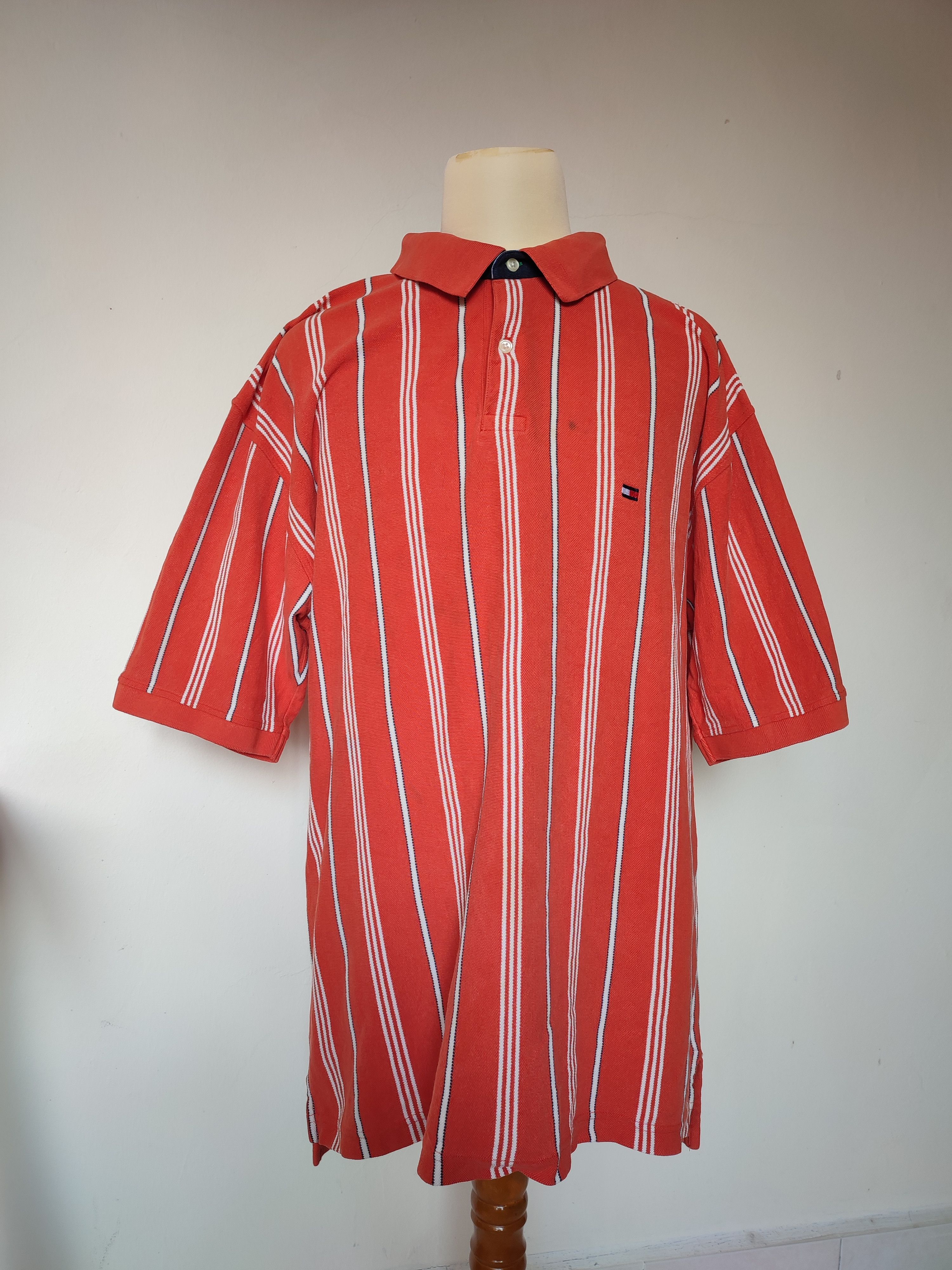 Tommy Hilfiger 💥Y2K💥 Tommy Hilfiger Stripe Polo Shirt Size US XXL / EU 58 / 5 - 4 Thumbnail