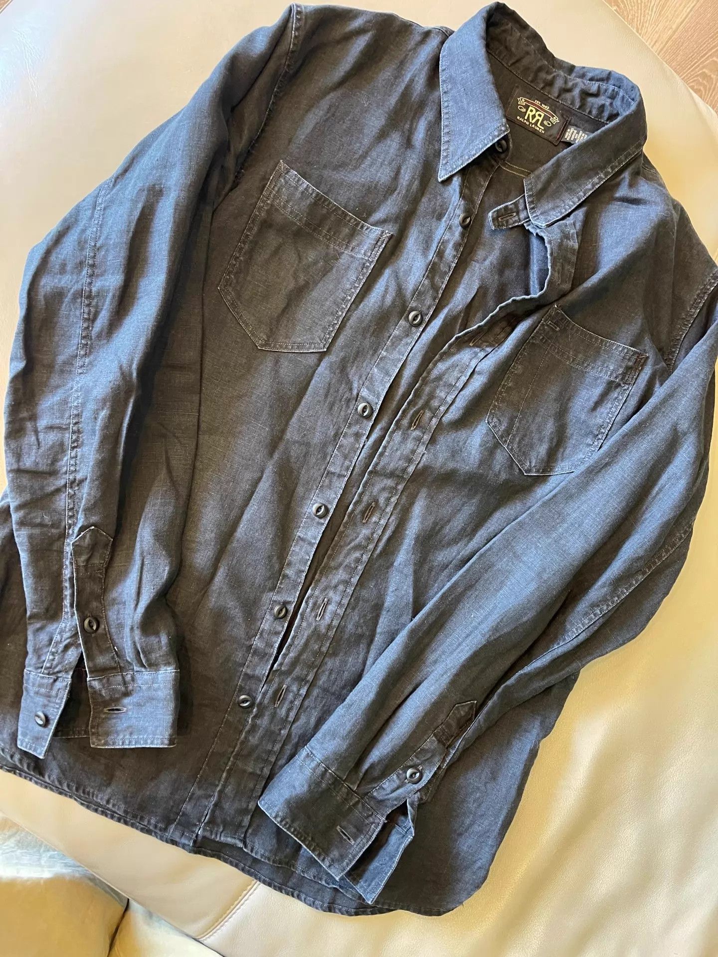 RRL Ralph Lauren RRL Cotton Linen Washed Black Shirts S Size US S / EU 44-46 / 1 - 4 Thumbnail