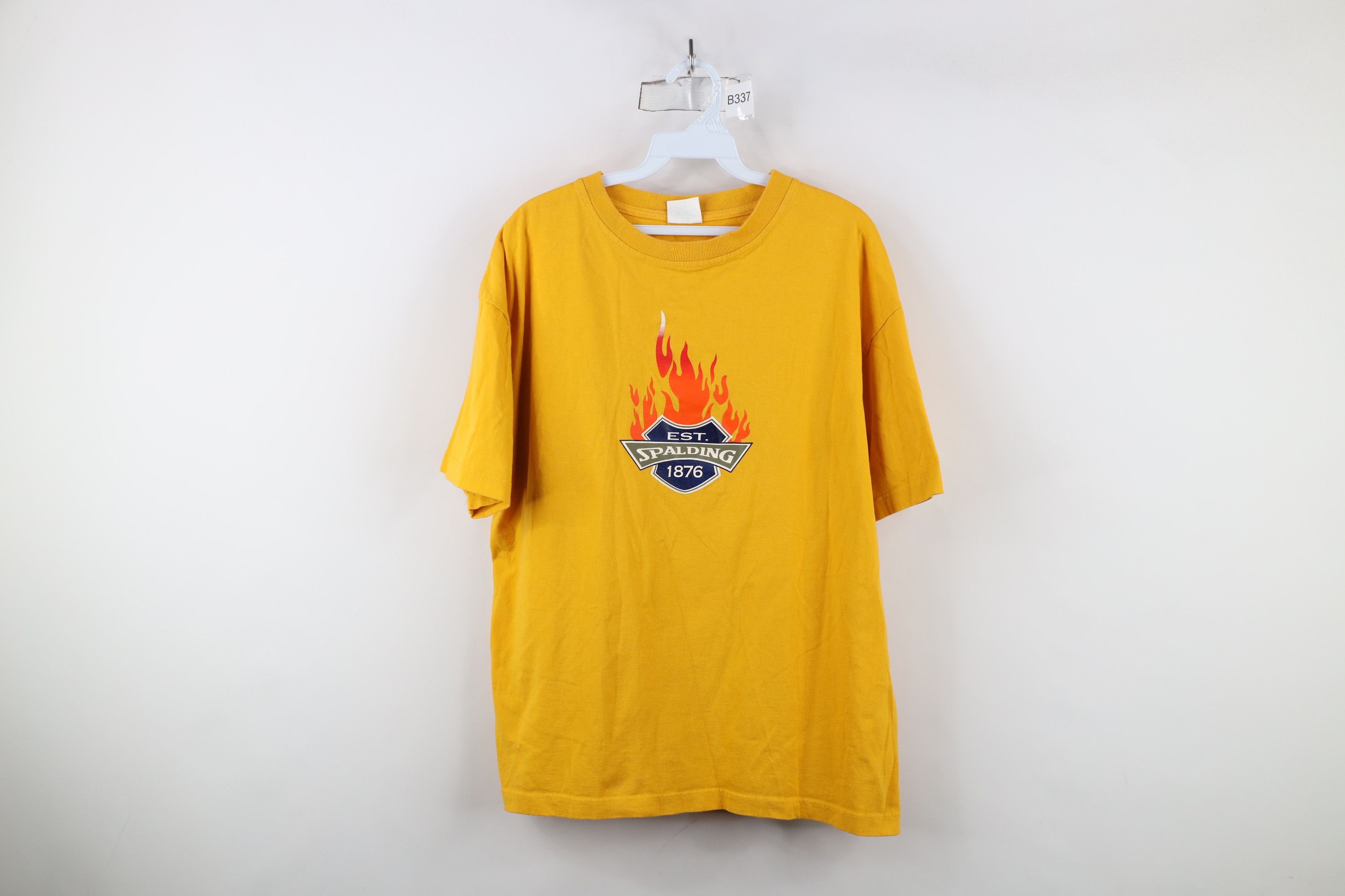Vintage Vintage 90s Spalding Fire Flames Short Sleeve T-Shirt Yellow Size US L / EU 52-54 / 3 - 1 Thumbnail
