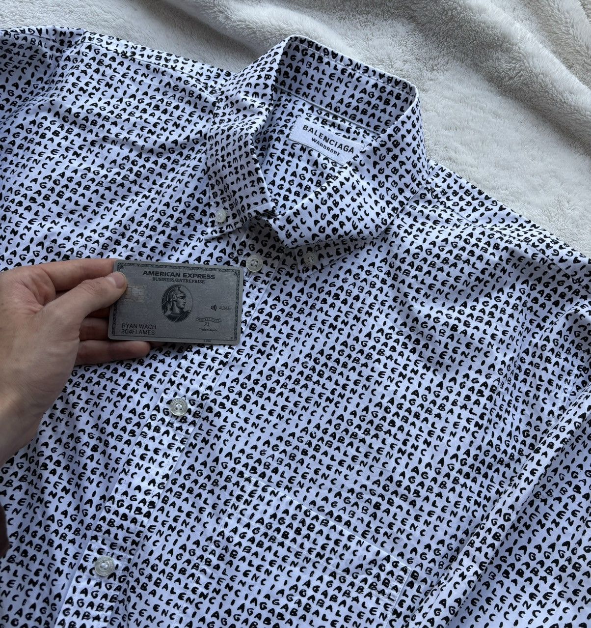 Balenciaga Balenciaga Black/White ‘All Over Logo’ Button Shirt Size US L / EU 52-54 / 3 - 2 Thumbnail