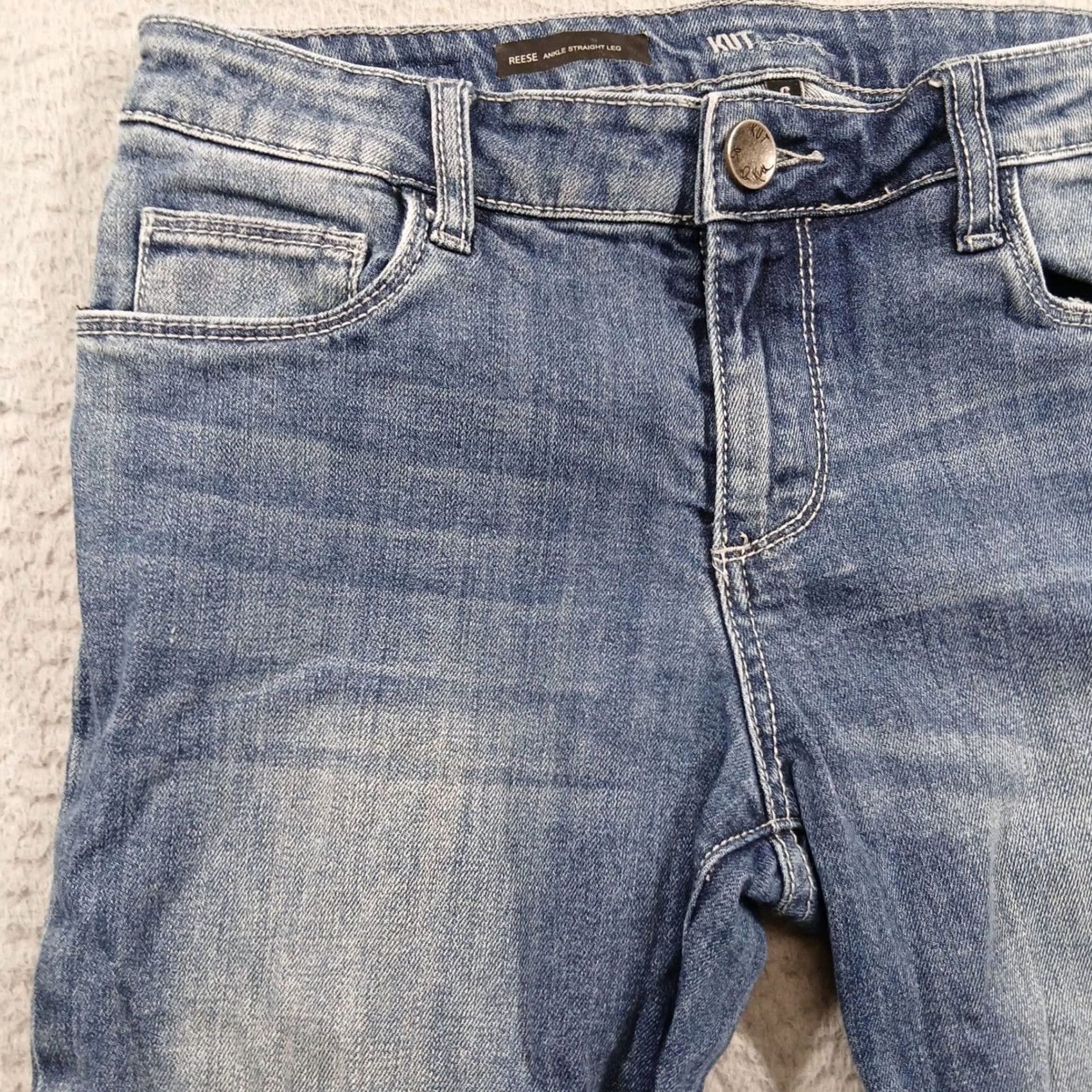 Vintage KUT from the Kloth Reese Straight Leg Ankle Jeans 6 Medium Wash Cotton Blend Size 28" / US 6 / IT 42 - 7 Thumbnail