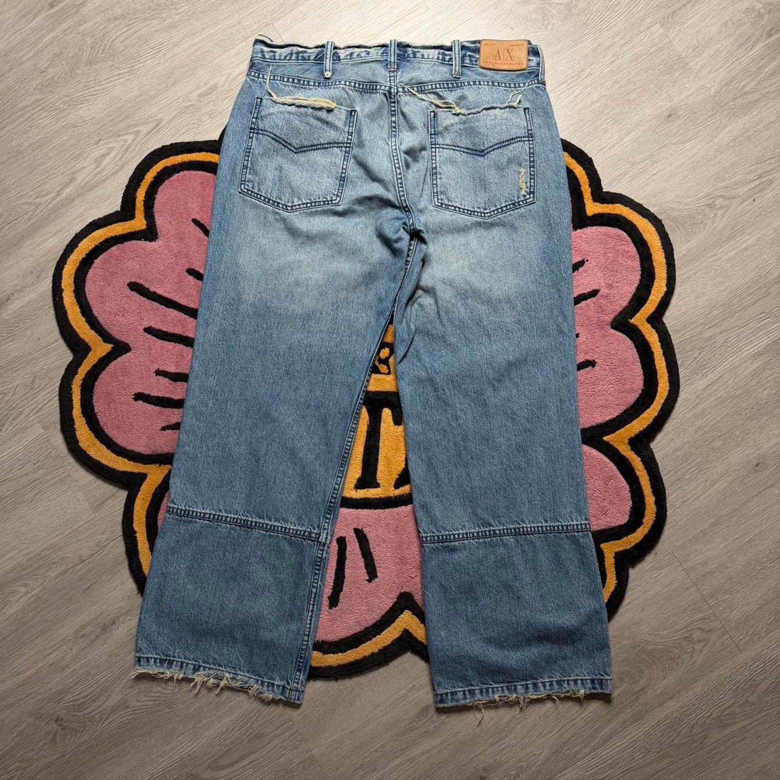 Armani Exchange Armani Exchange Distressed Cut & Sew Loose Fit Denim Jeans Size US 36 / EU 52 - 7 Thumbnail