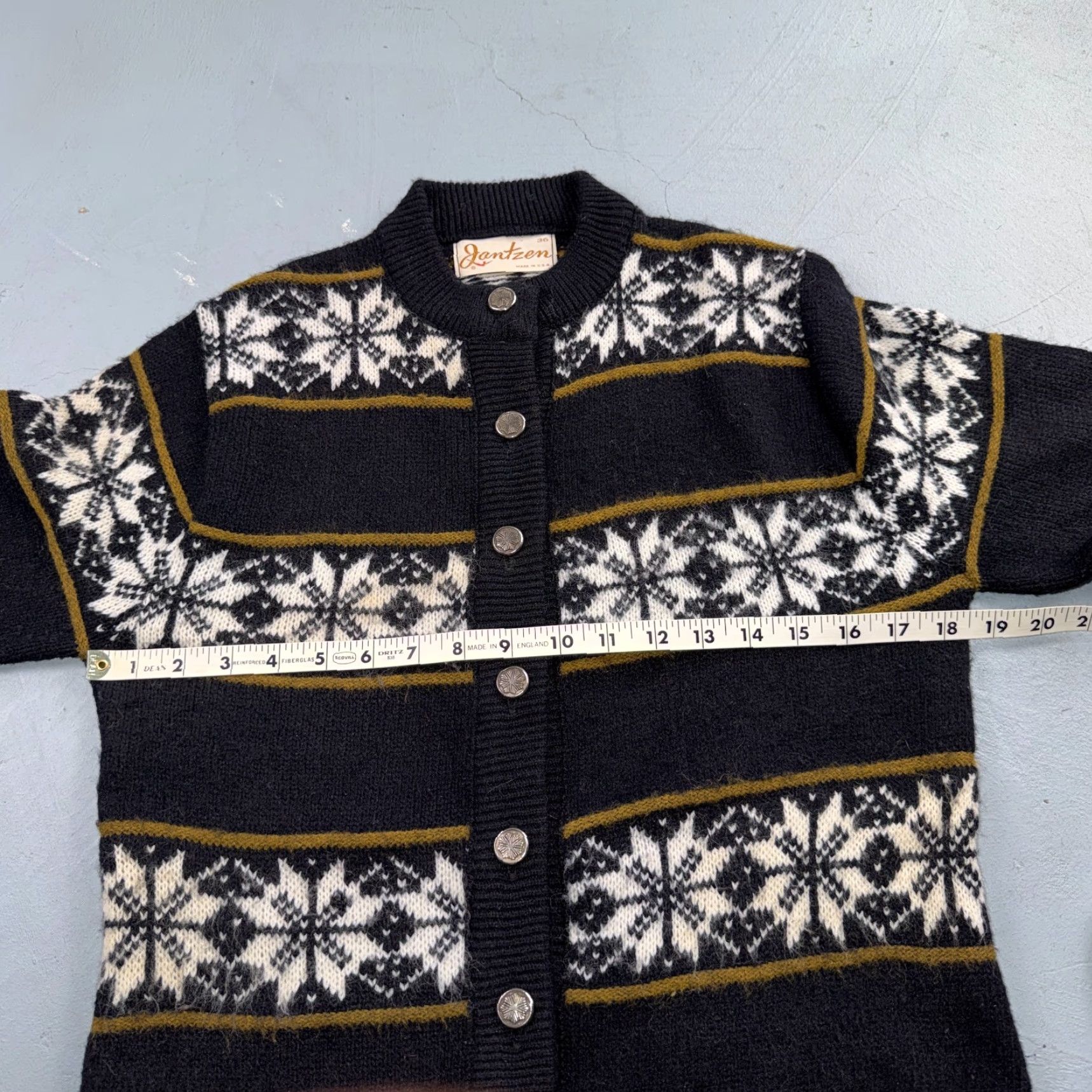 Jantzen VINTAGE Jantzen Sweater Adult 36 Black Patterned Cardigan Pullover Made USA 60s Size US M / EU 48-50 / 2 - 7 Thumbnail