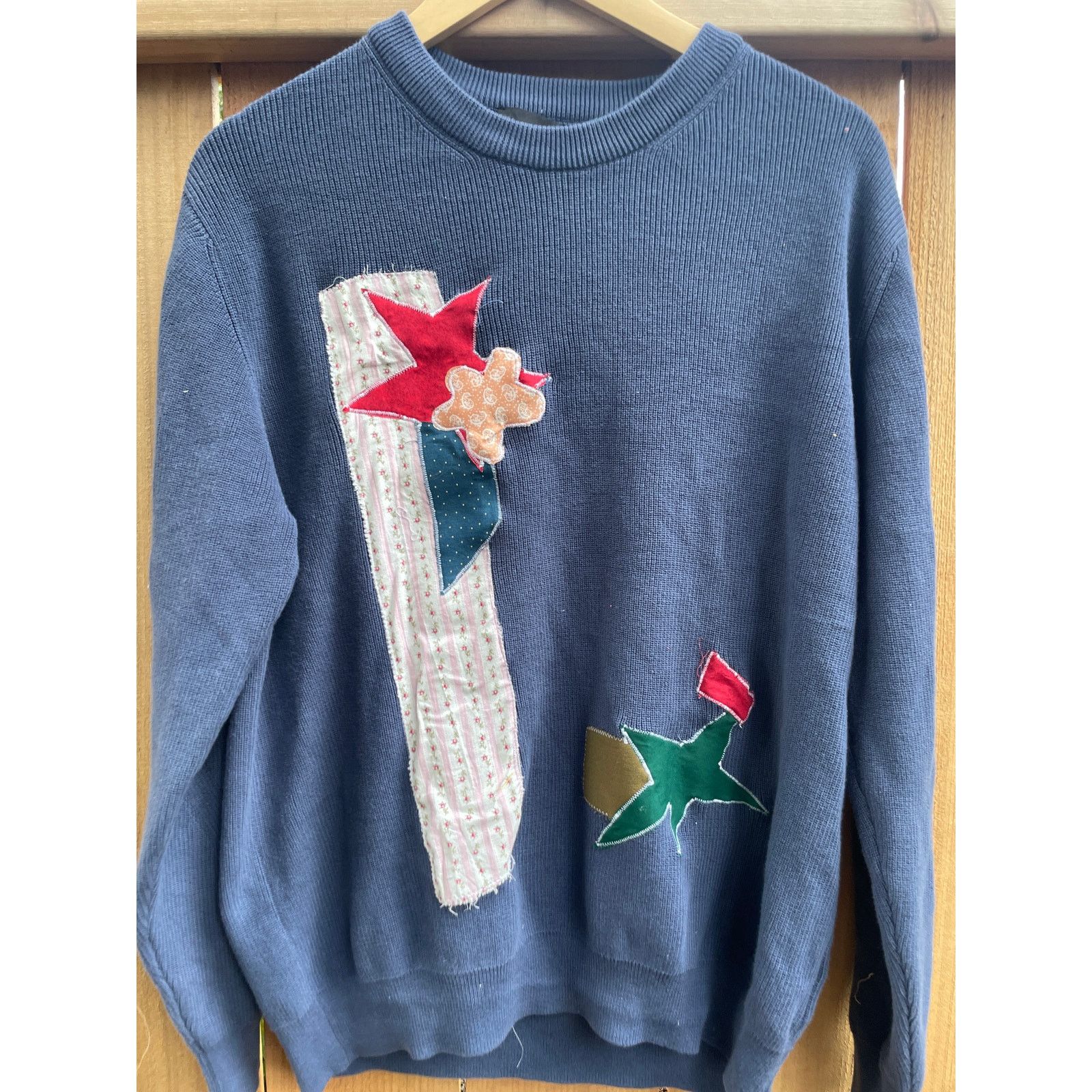 Adolfo Dominguez Large Upcycled Blue Collage Sweater Size L / US 10 / IT 46 - 3 Thumbnail