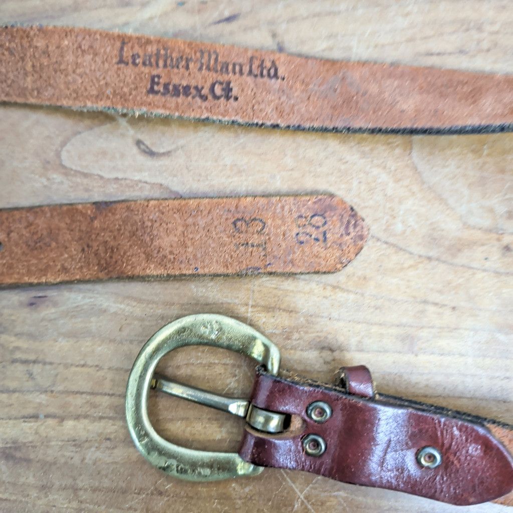 Other × Vintage Vintage Leather Man Ltd USA Made Brown Leather belt 28 Size ONE SIZE - 2 Thumbnail