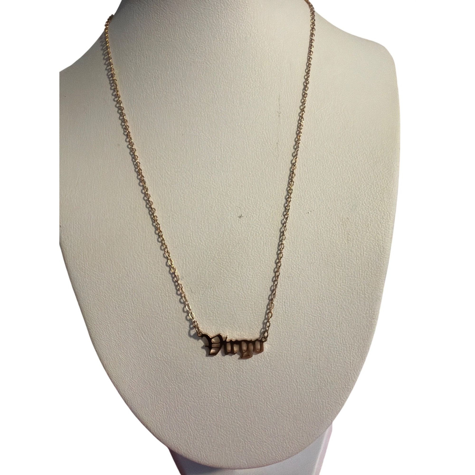 Other Dainty Gold Tone Necklace Virgo Pendant Script Claire's Zodi Size ONE SIZE - 1 Thumbnail