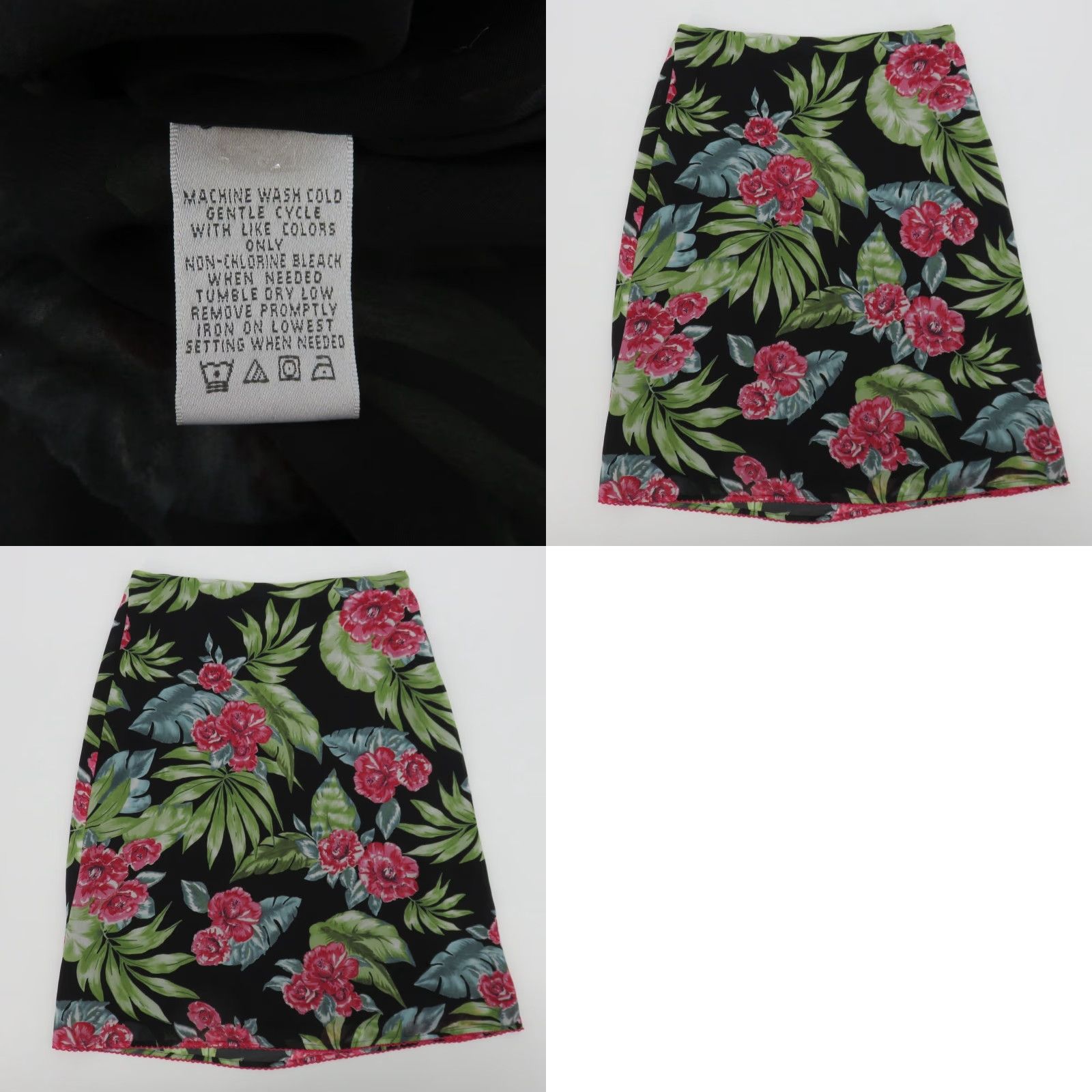 Vintage VINTAGE Nine & Company Petite 2P Black Floral Pencil Skirt Knee Length Women's Skirt, Lined, Zip Closure, Polyester, 90s Size 26" / US 2 / IT 38 - 8 Thumbnail