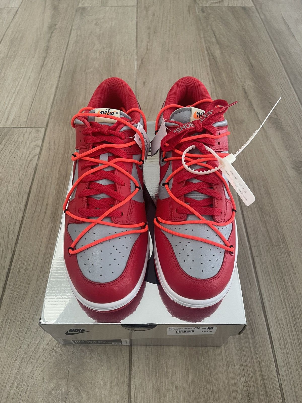 Nike × Off-White Dunk Low University Red-Wolf Grey 2019 Size US 10.5 / EU 43-44 - 3 Thumbnail