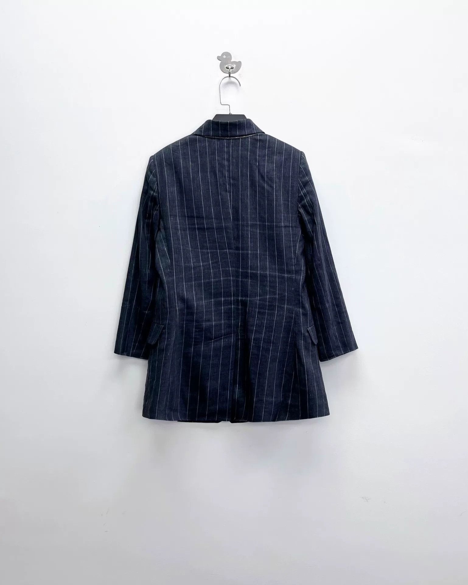 Brunello Cucinelli Brunello Cucinelli Blue-Gray Striped Wool Blazer Size US XXS / EU 40 - 2 Thumbnail