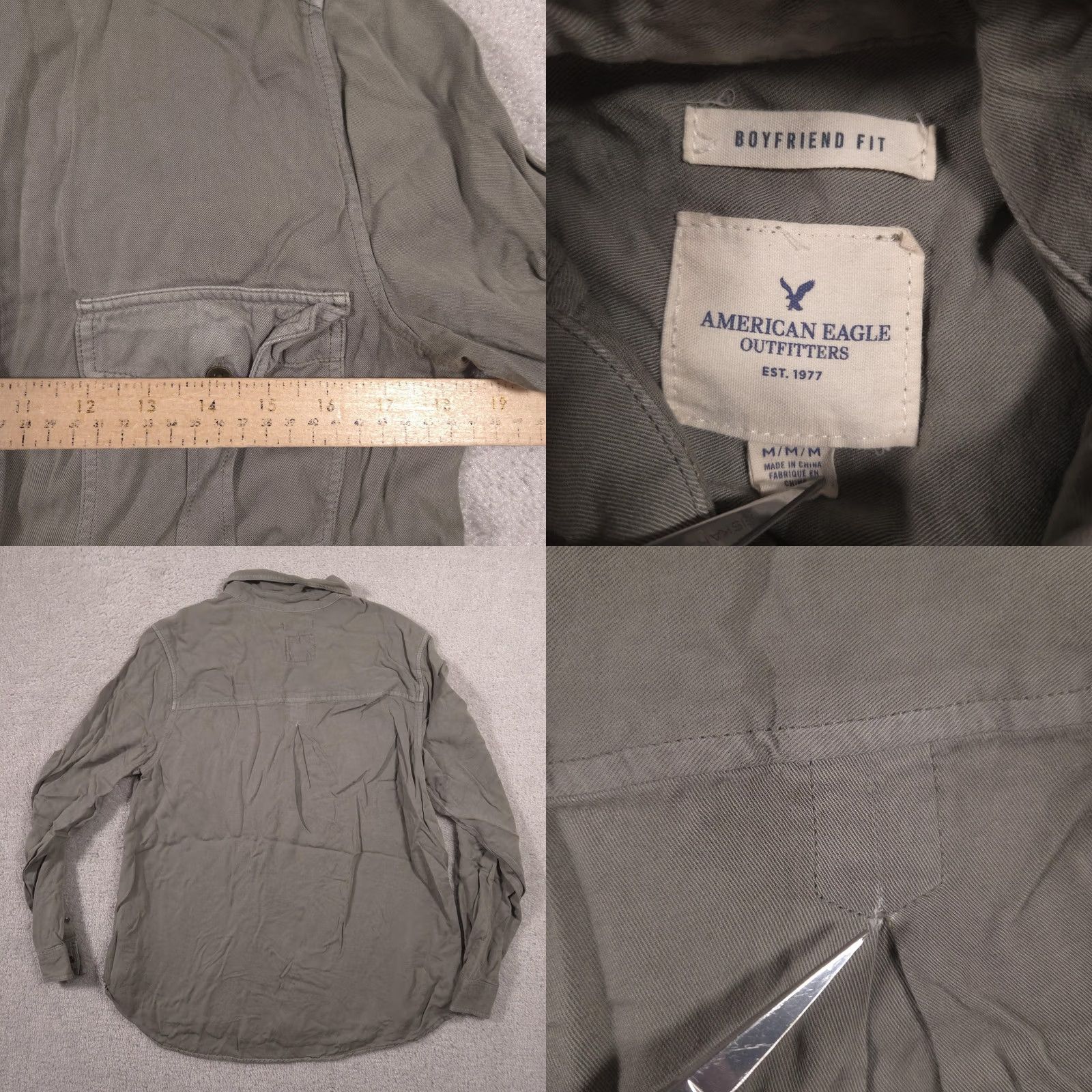 American Eagle Outfitters American Eagle Outfitters Shirt Womens Medium Green Military Long Sleeve Top Size M / US 6-8 / IT 42-44 - 8 Thumbnail