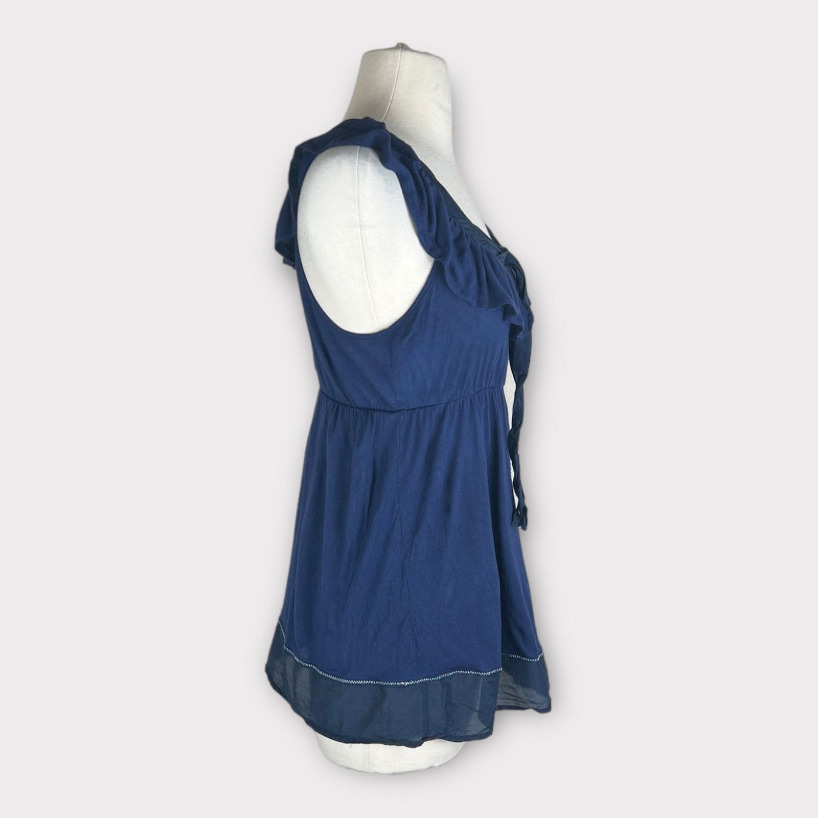 Vintage Delia Vintage Y2K Boho Empire Waist Navy Silk Blend Top Size S / US 4 / IT 40 - 3 Thumbnail