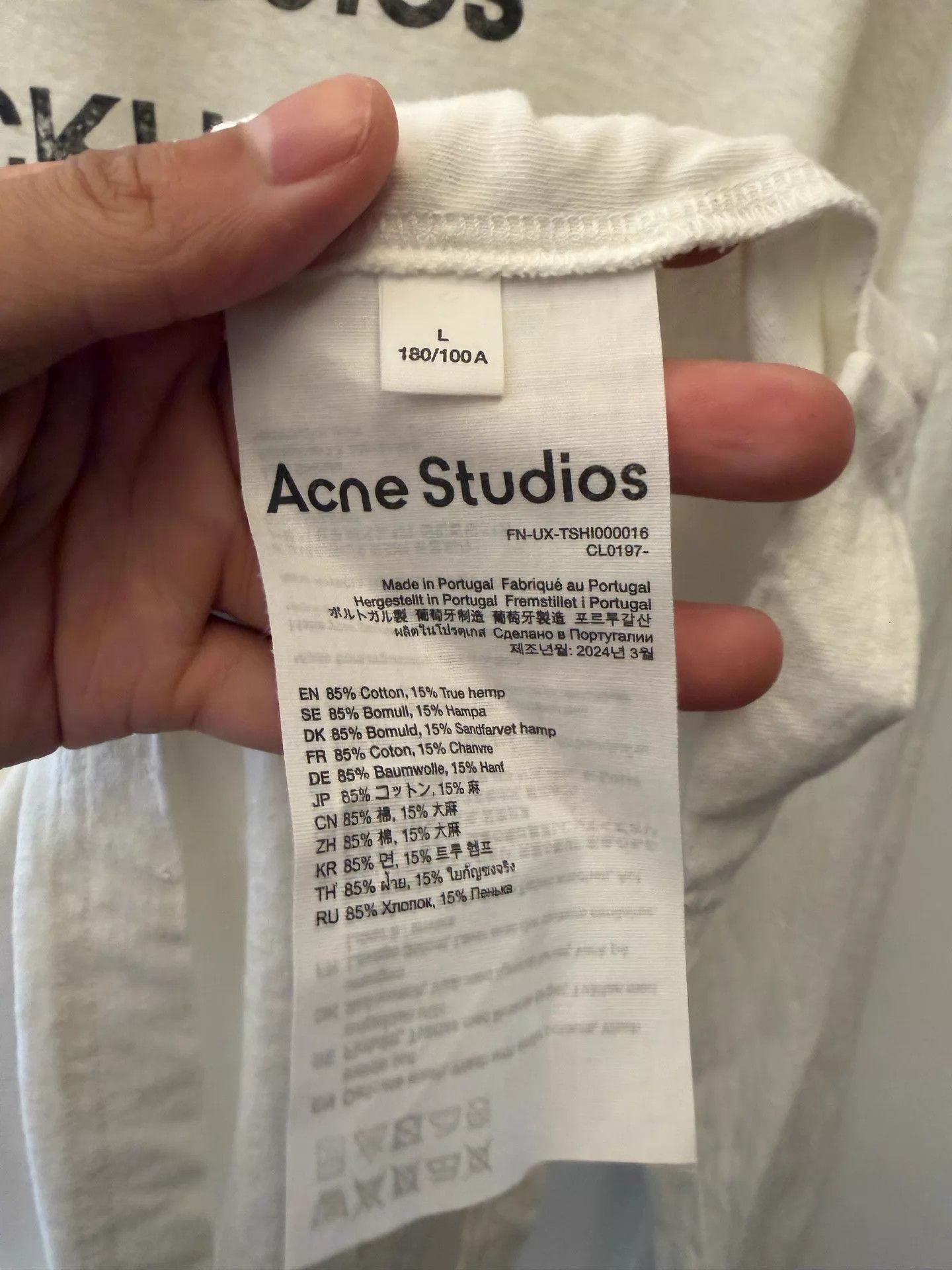 Acne Studios Acne SS23 1996 Distressed Logo Crew LS White Tee L Size L / US 10 / IT 46 - 4 Thumbnail