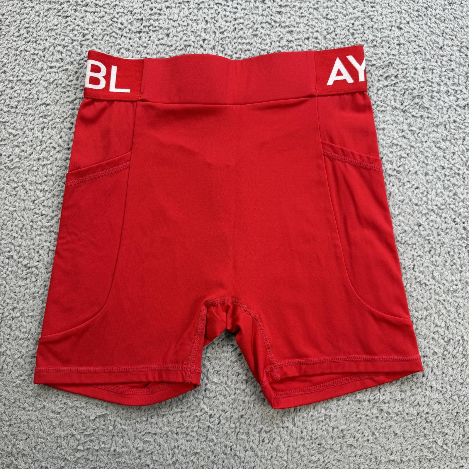 Virgil Abloh AYBL Red Seamless Gym Shorts Women XS Compression High Waist Size 28" / US 6 / IT 42 - 2 Thumbnail