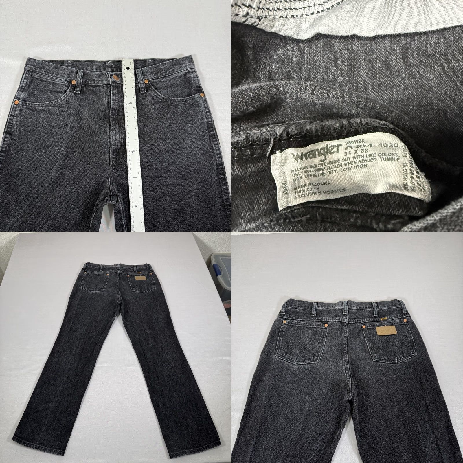 Wrangler VINTAGE Wrangler Jeans Mens 34x32 Black 936 Slim Fit Denim Pants Western Cowboy Cut Work Size US 34 / EU 50 - 8 Thumbnail