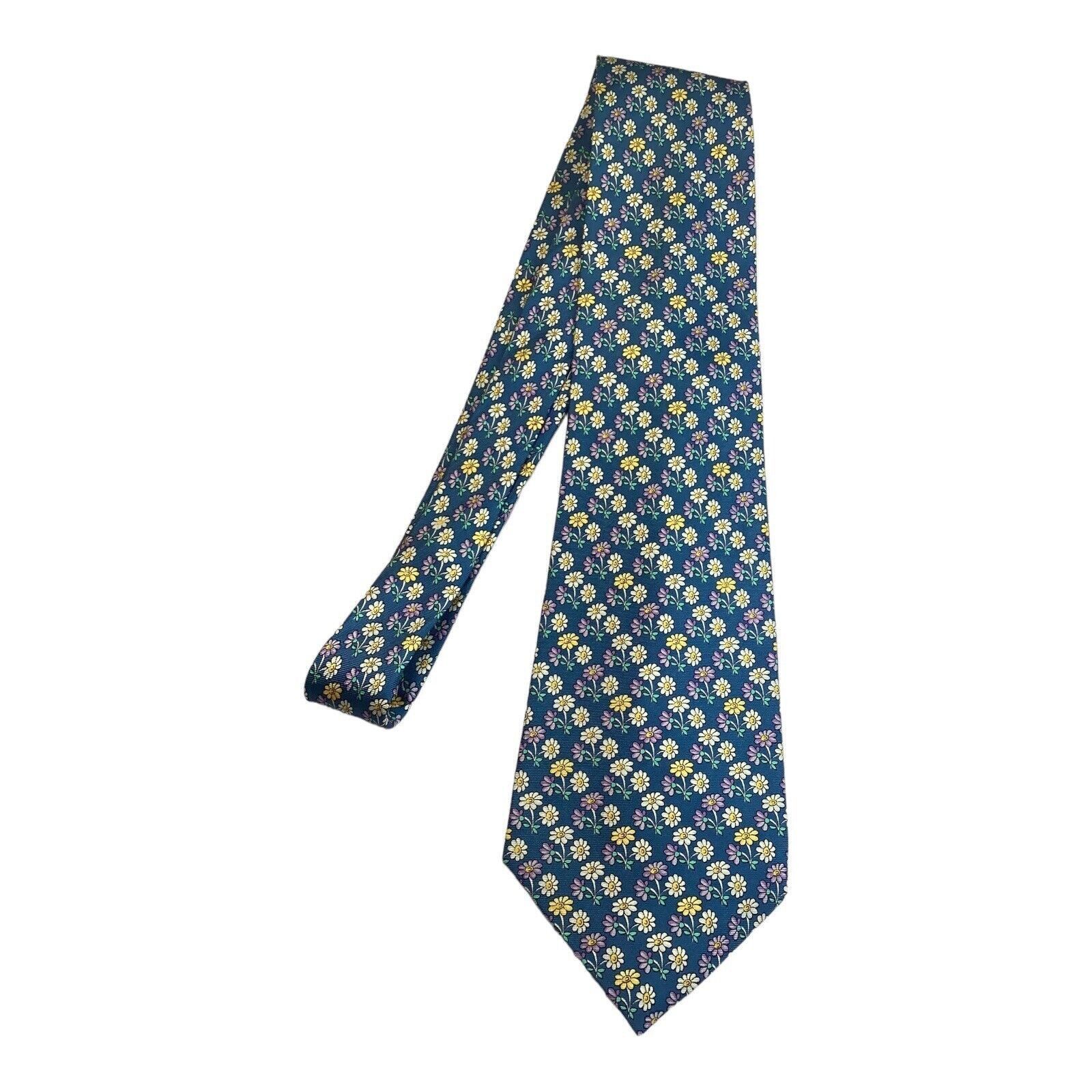 Burberry BURBERRYS Blue Floral Luxury Designer Silk Tie M.In England Size ONE SIZE - 6 Thumbnail