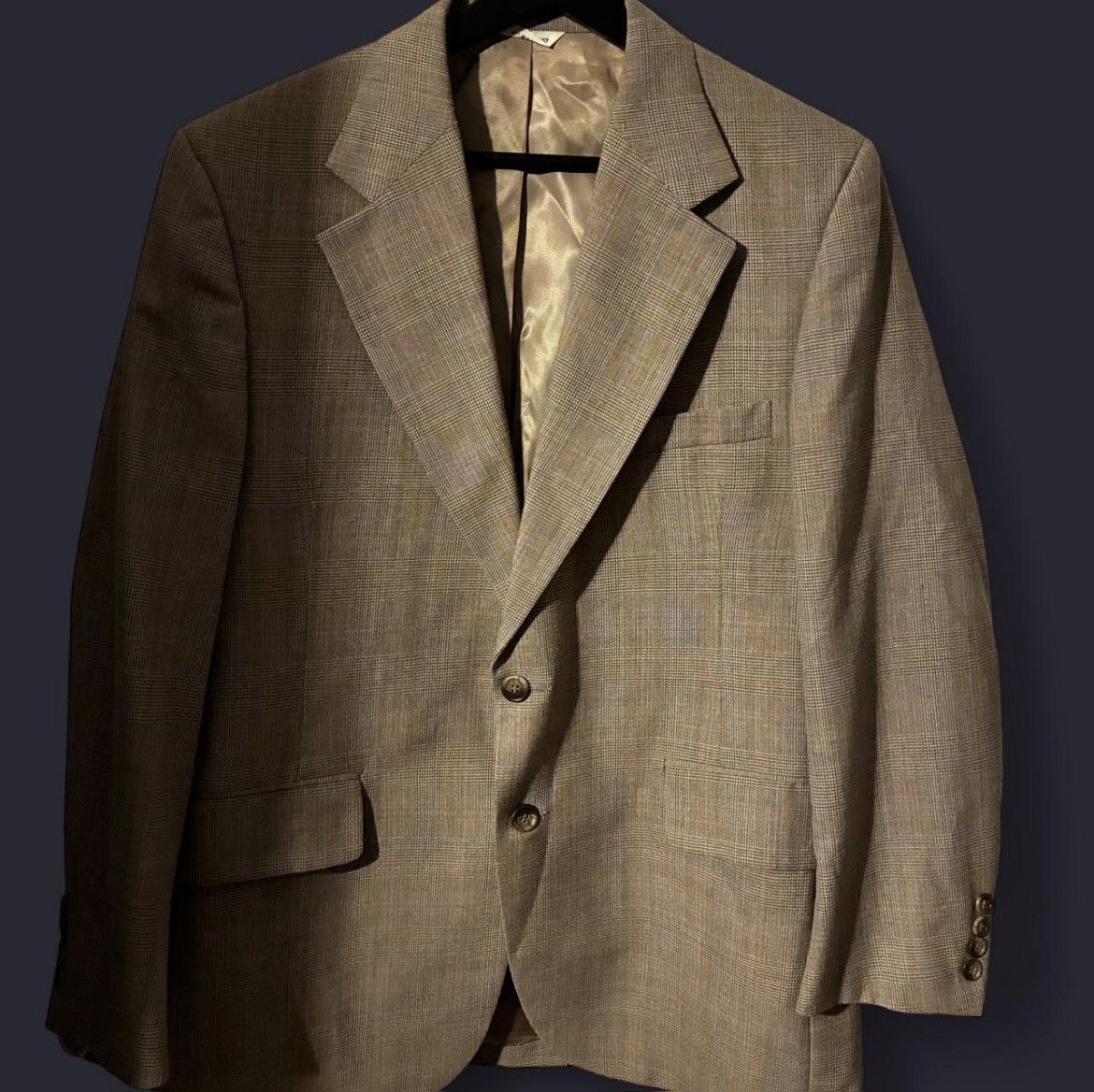 Vintage 3 Piece Suit Tan Pattern Size 40R - 1 Thumbnail