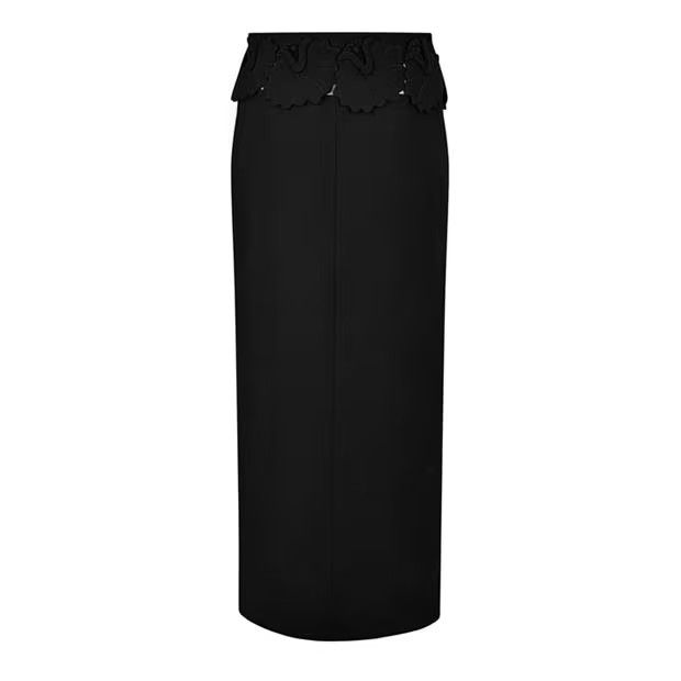 Valentino o1s22i1n0924 Mid-Length Wool Silk Skirt in Black Size 28" / US 6 / IT 42 - 6 Thumbnail