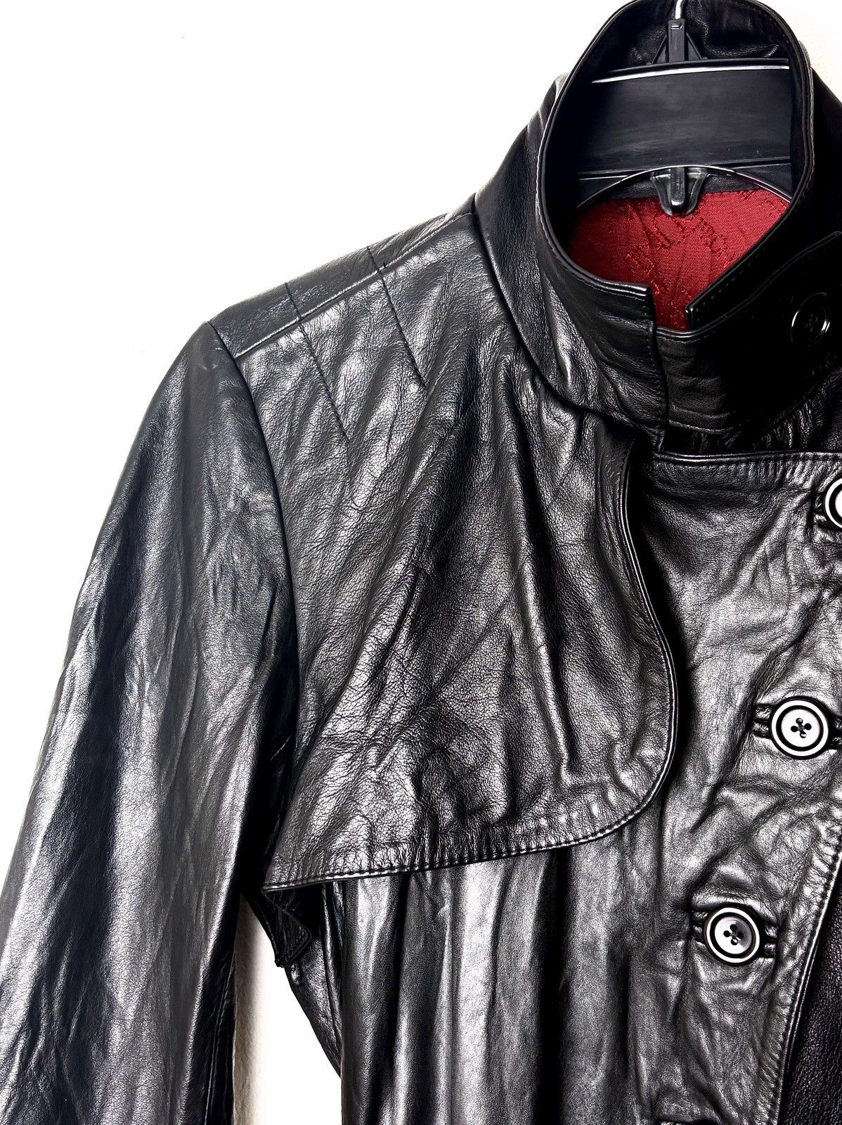 Genuine Leather PRUNE Gothic Vampire Leather Trench Coat Size L / US 10 / IT 46 - 5 Thumbnail
